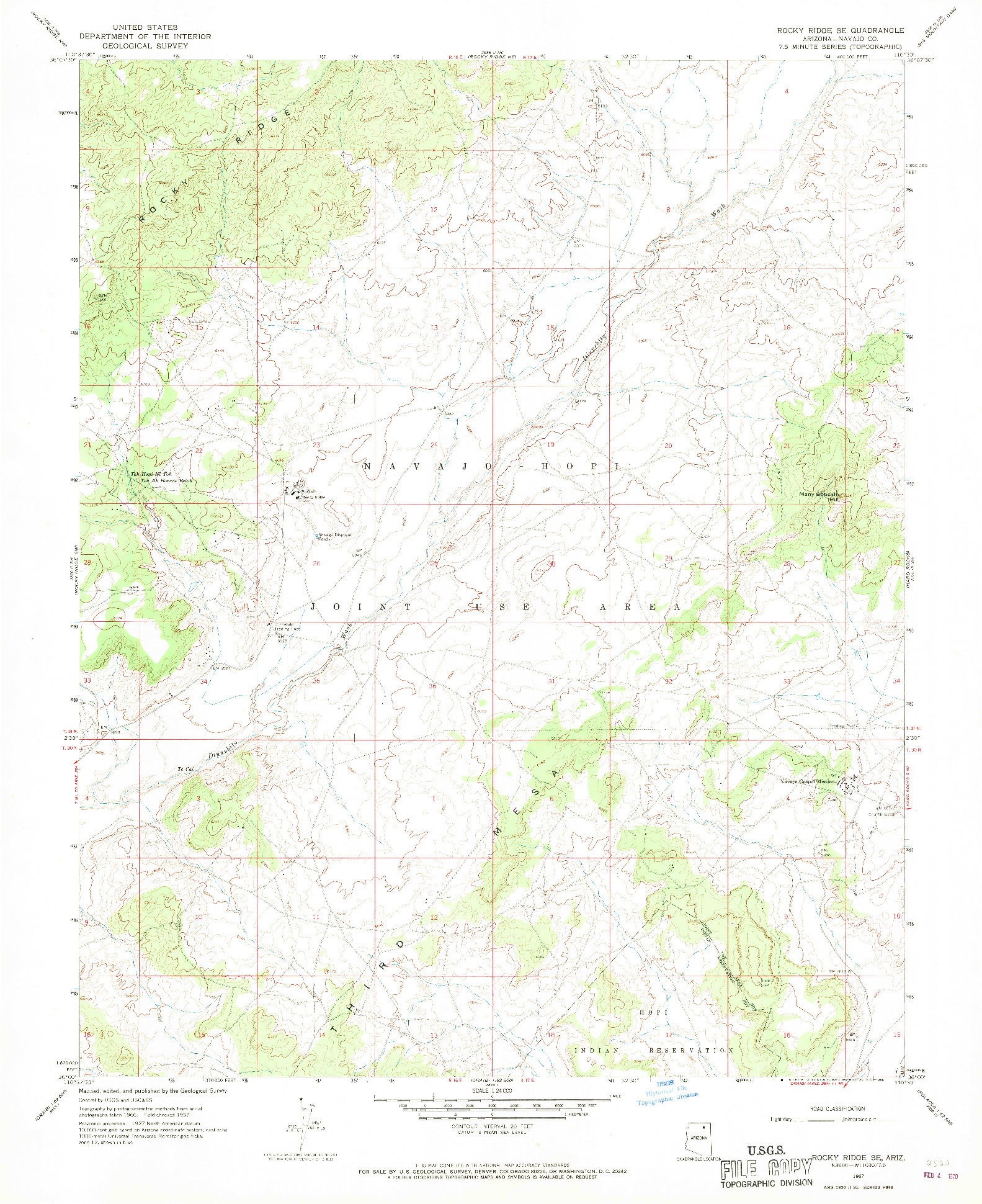 USGS 1:24000-SCALE QUADRANGLE FOR ROCKY RIDGE SE, AZ 1967