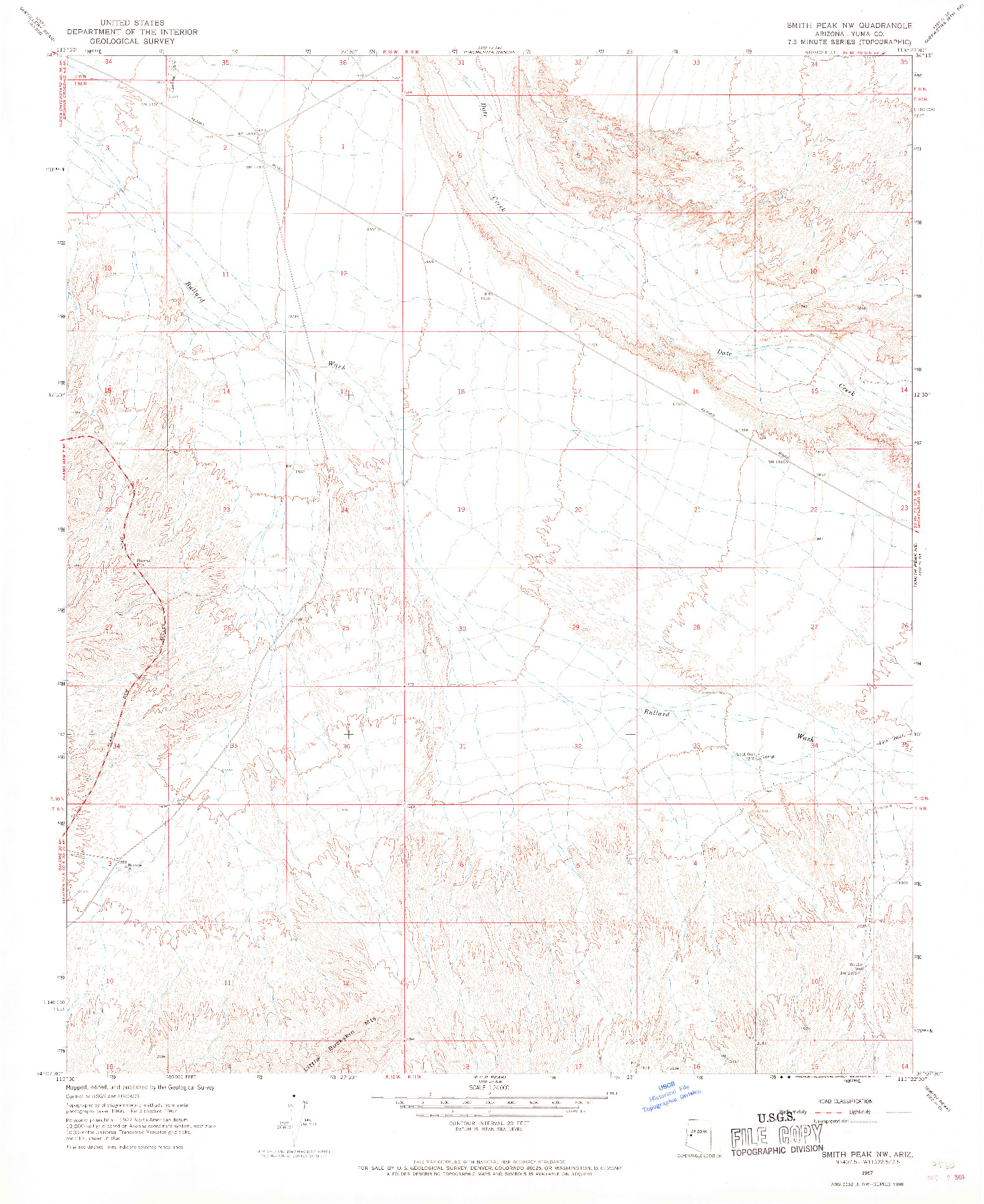 USGS 1:24000-SCALE QUADRANGLE FOR SMITH PEAK NW, AZ 1967