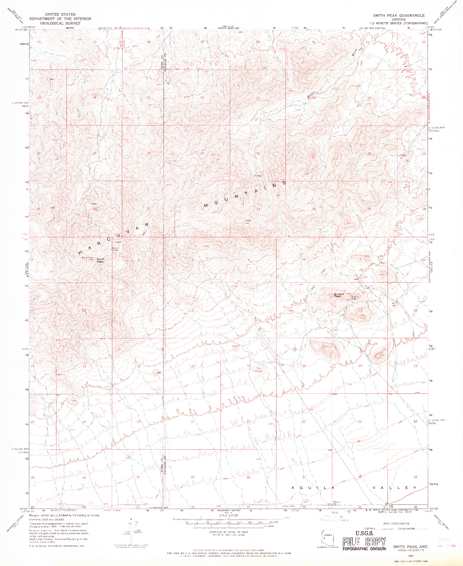 USGS 1:24000-SCALE QUADRANGLE FOR SMITH PEAK, AZ 1967