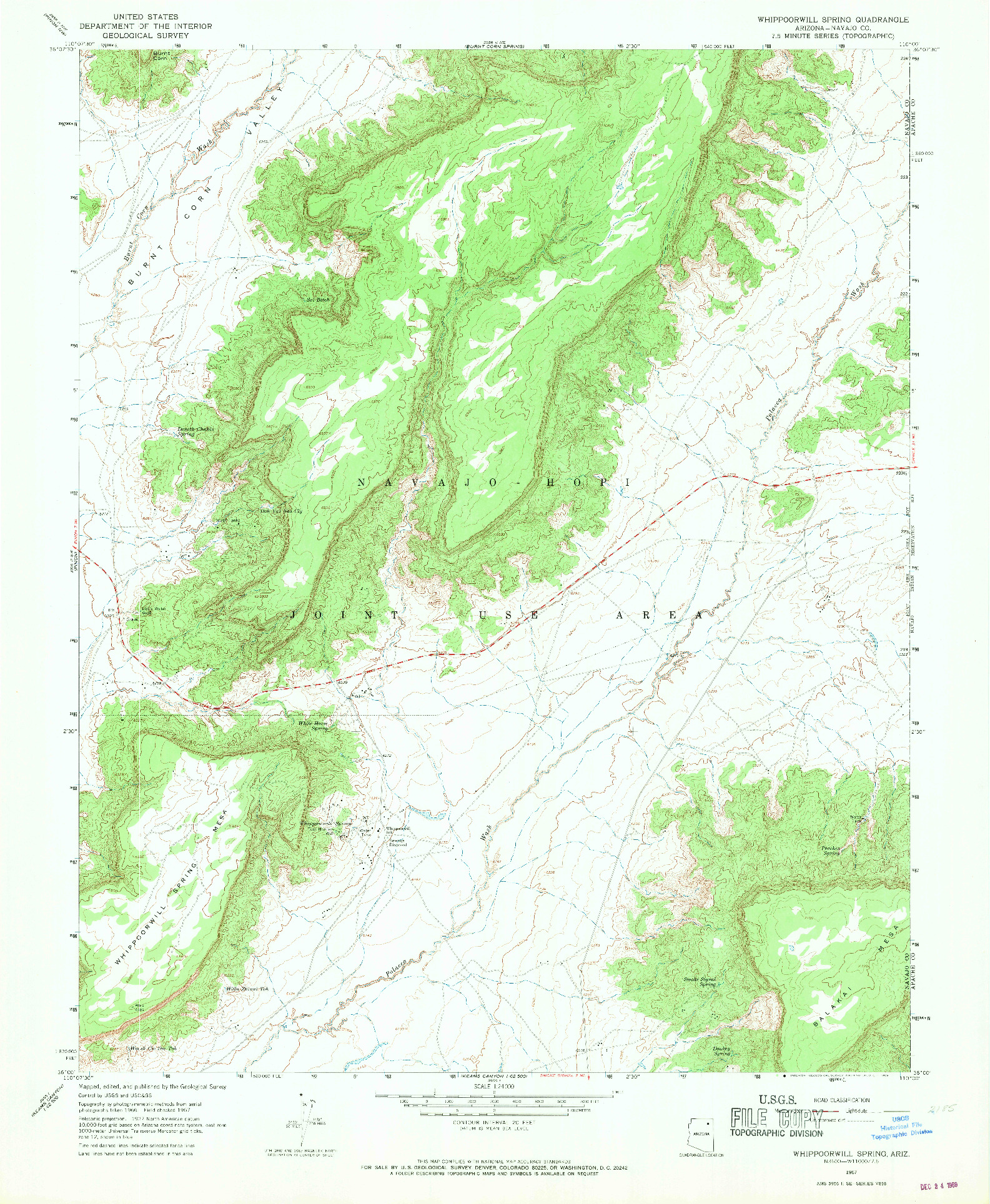 USGS 1:24000-SCALE QUADRANGLE FOR WHIPPOORWILL SPRING, AZ 1967