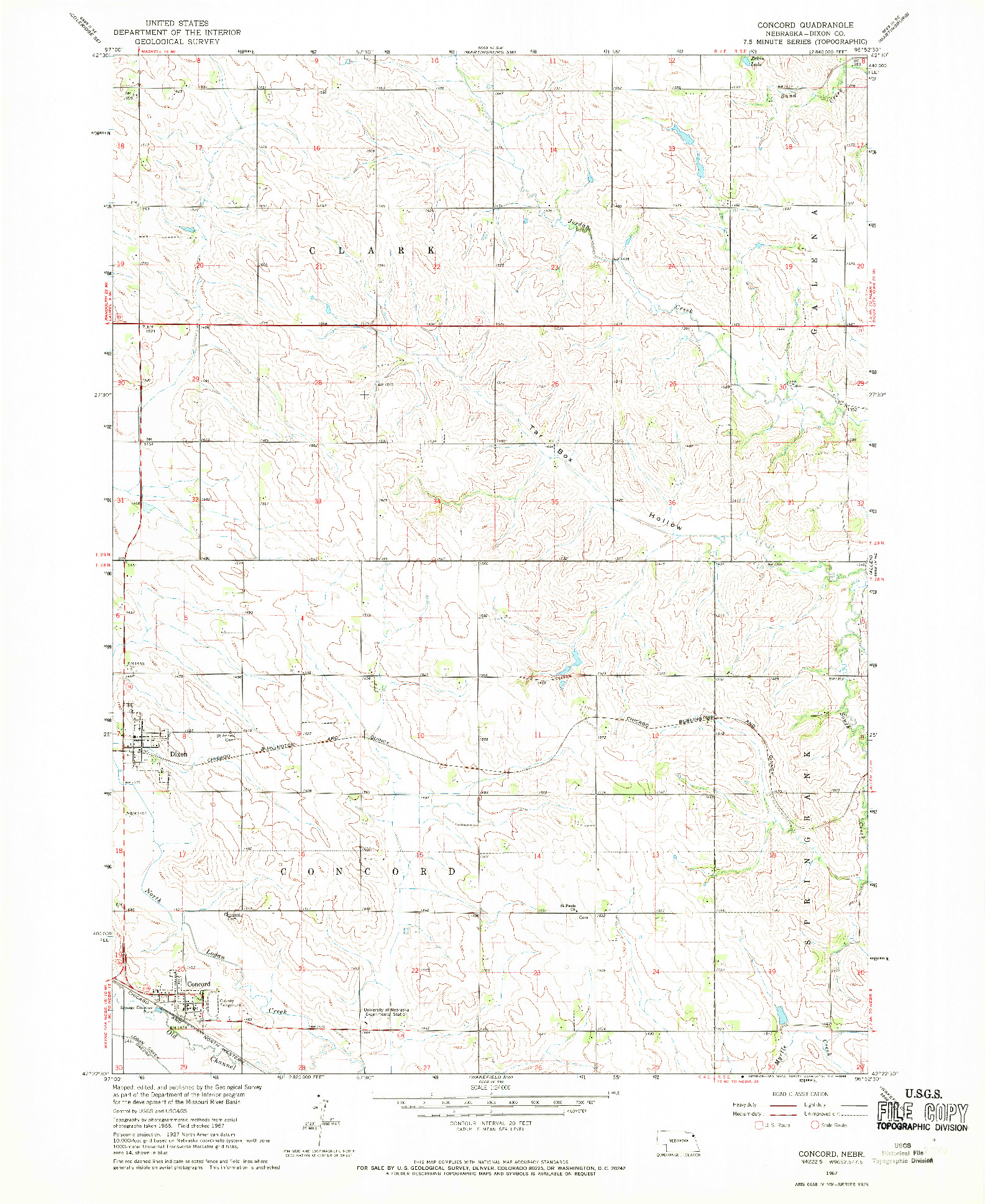 USGS 1:24000-SCALE QUADRANGLE FOR CONCORD, NE 1967