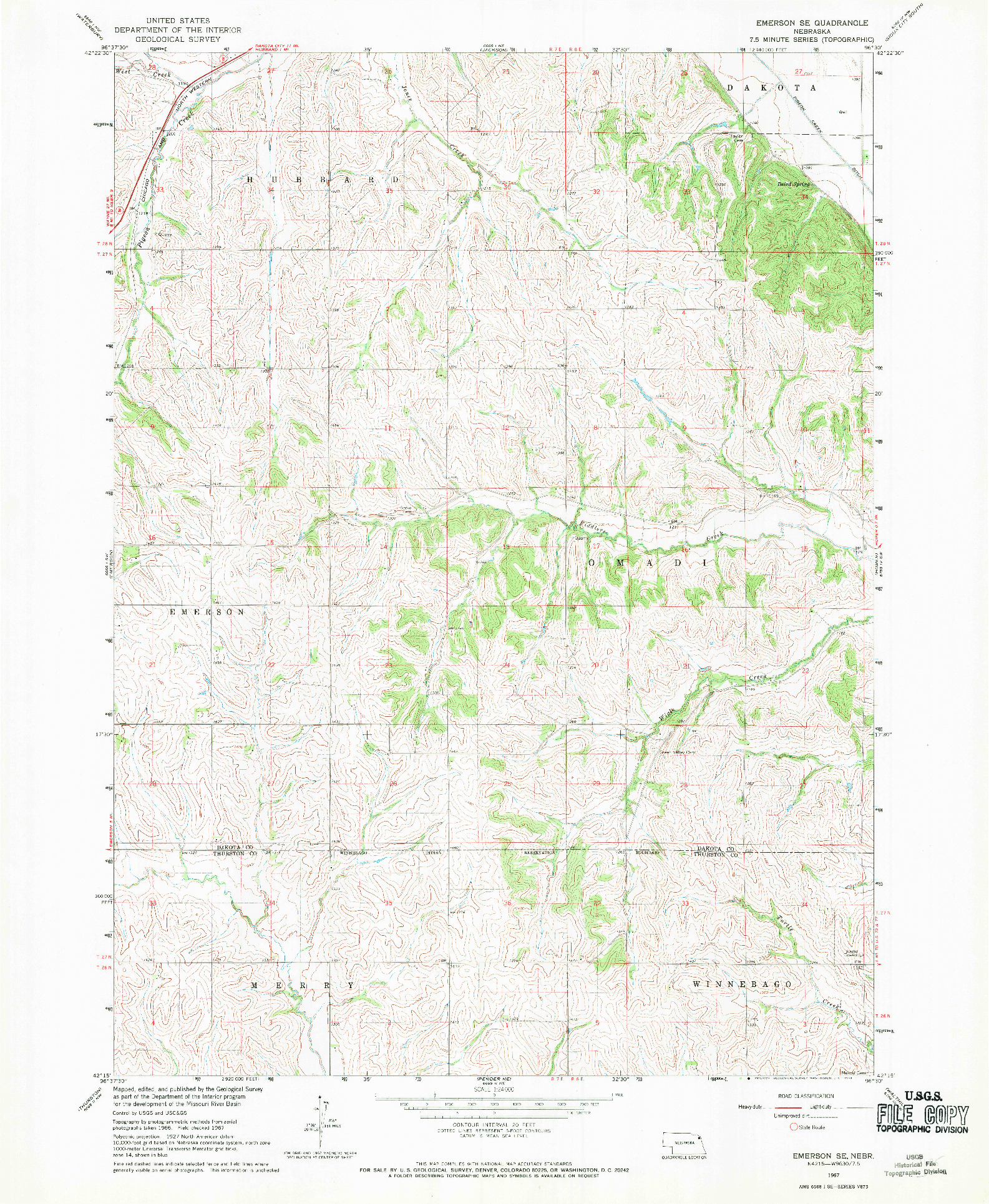 USGS 1:24000-SCALE QUADRANGLE FOR EMERSON SE, NE 1967