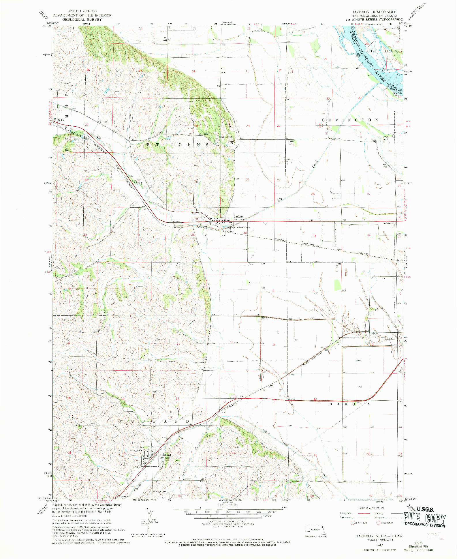 USGS 1:24000-SCALE QUADRANGLE FOR JACKSON, NE 1967