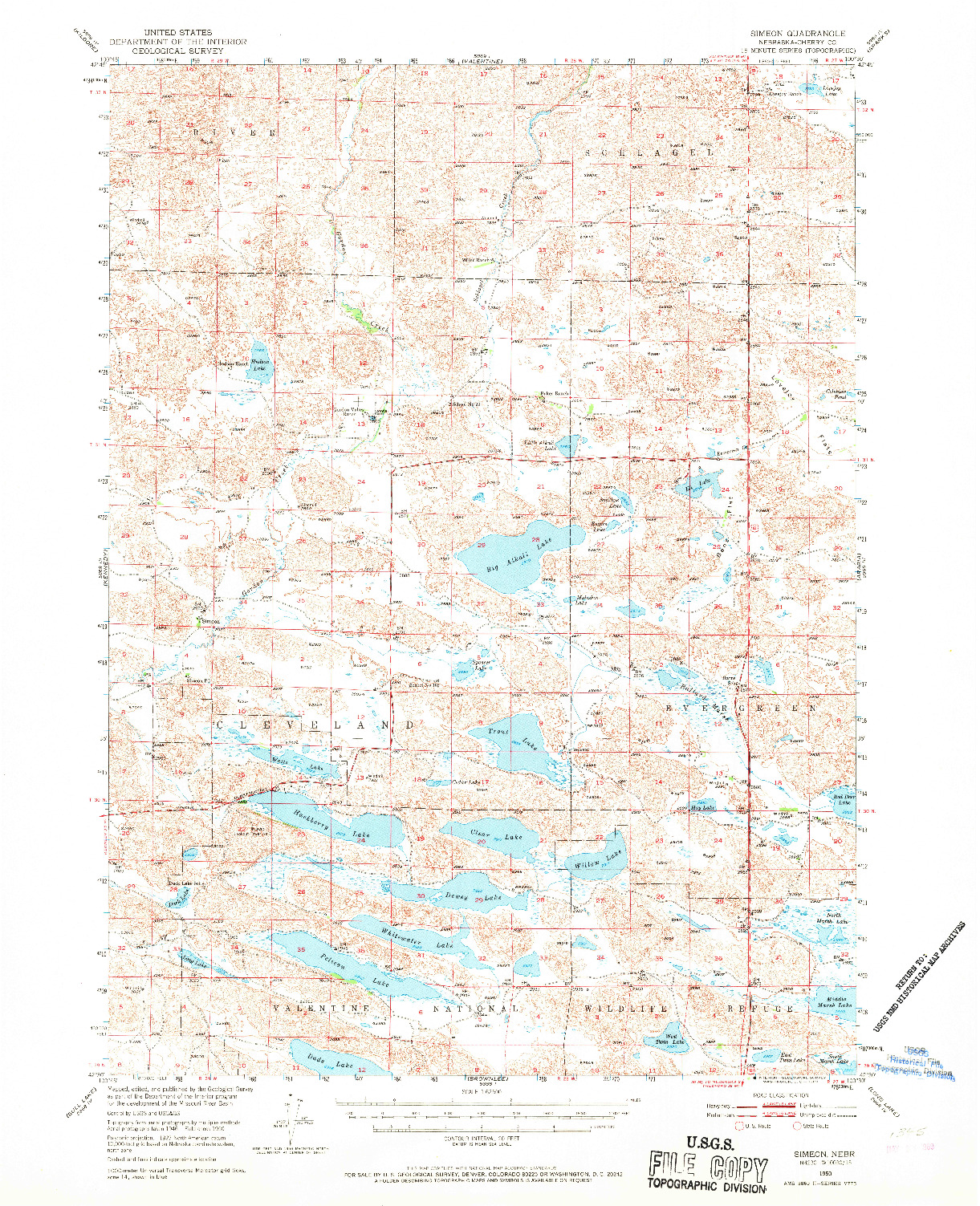 USGS 1:62500-SCALE QUADRANGLE FOR SIMEON, NE 1950