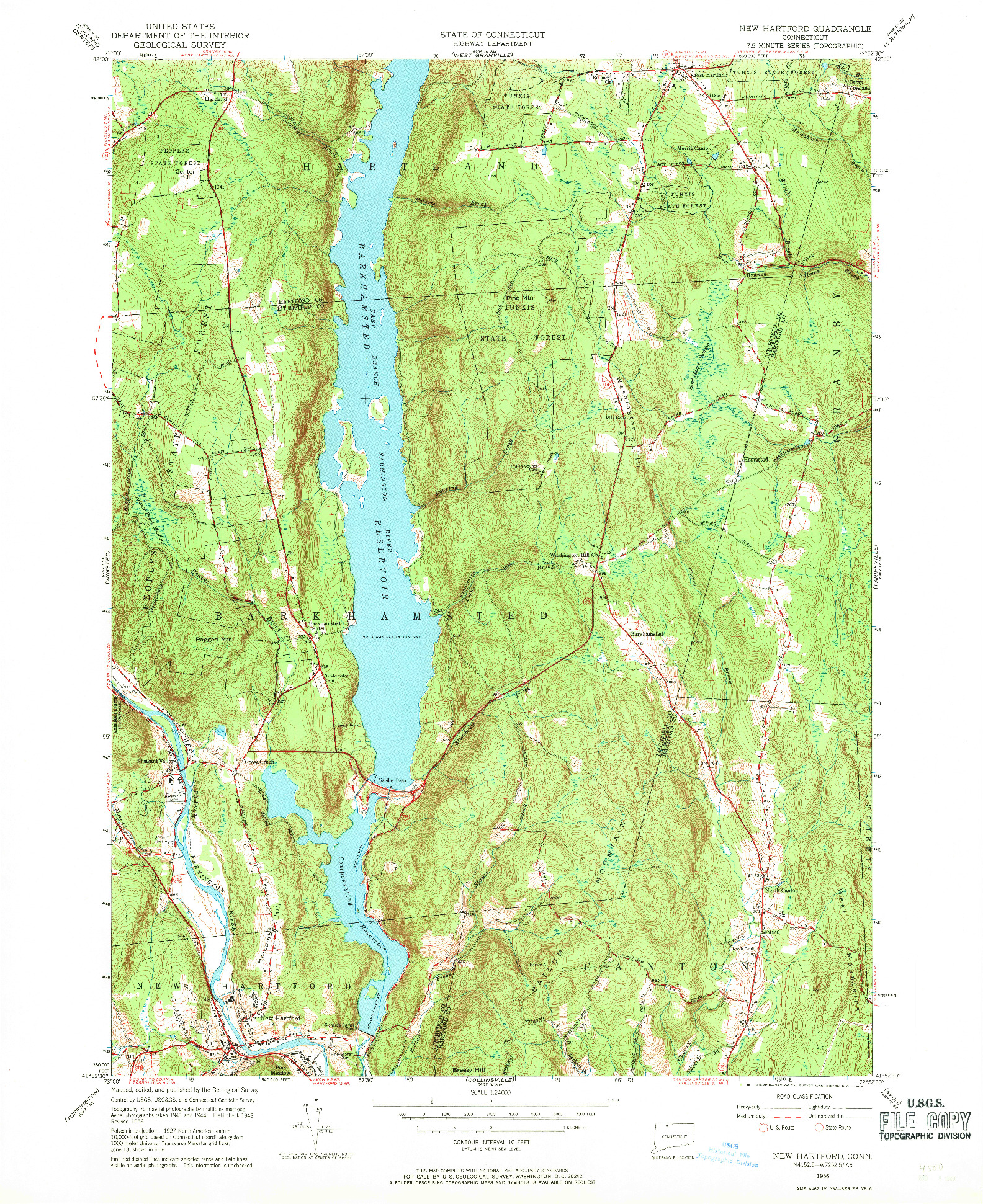 USGS 1:24000-SCALE QUADRANGLE FOR NEW HARTFORD, CT 1956