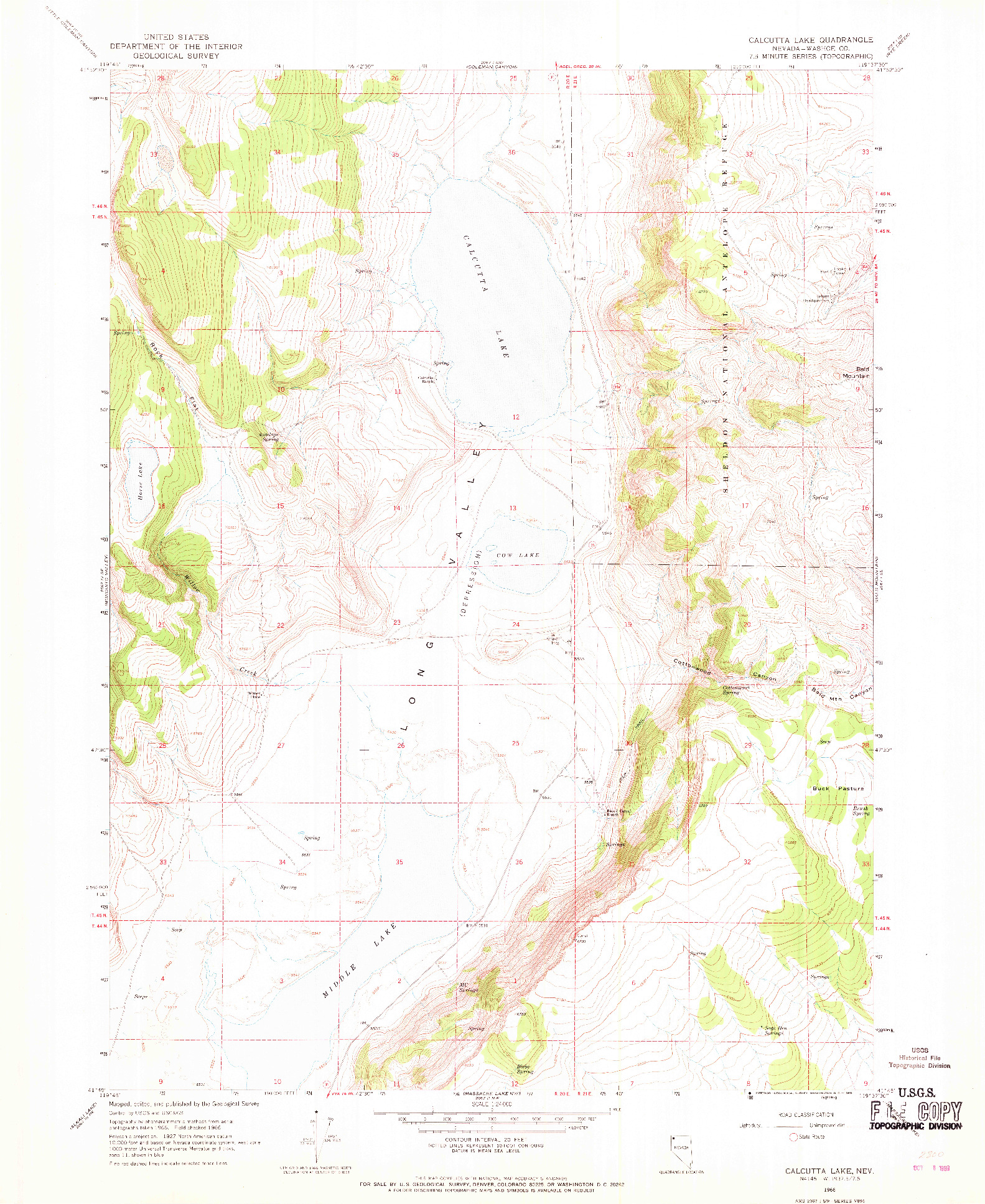 USGS 1:24000-SCALE QUADRANGLE FOR CALCUTTA LAKE, NV 1966