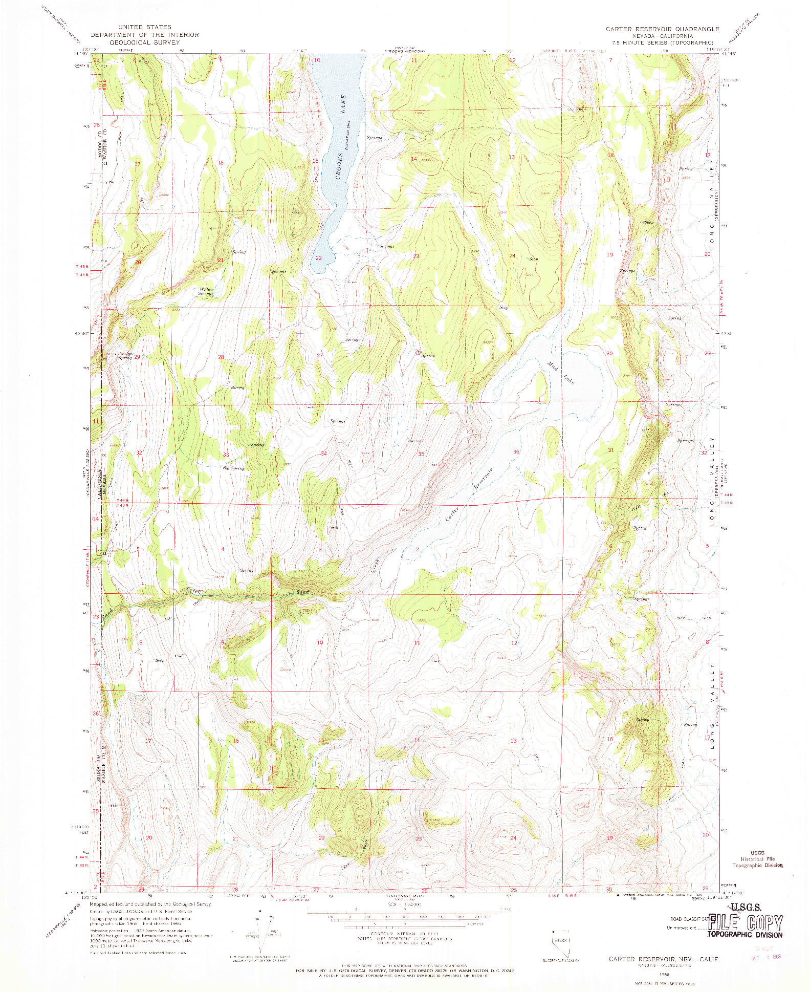 USGS 1:24000-SCALE QUADRANGLE FOR CARTER RESERVOIR, NV 1966