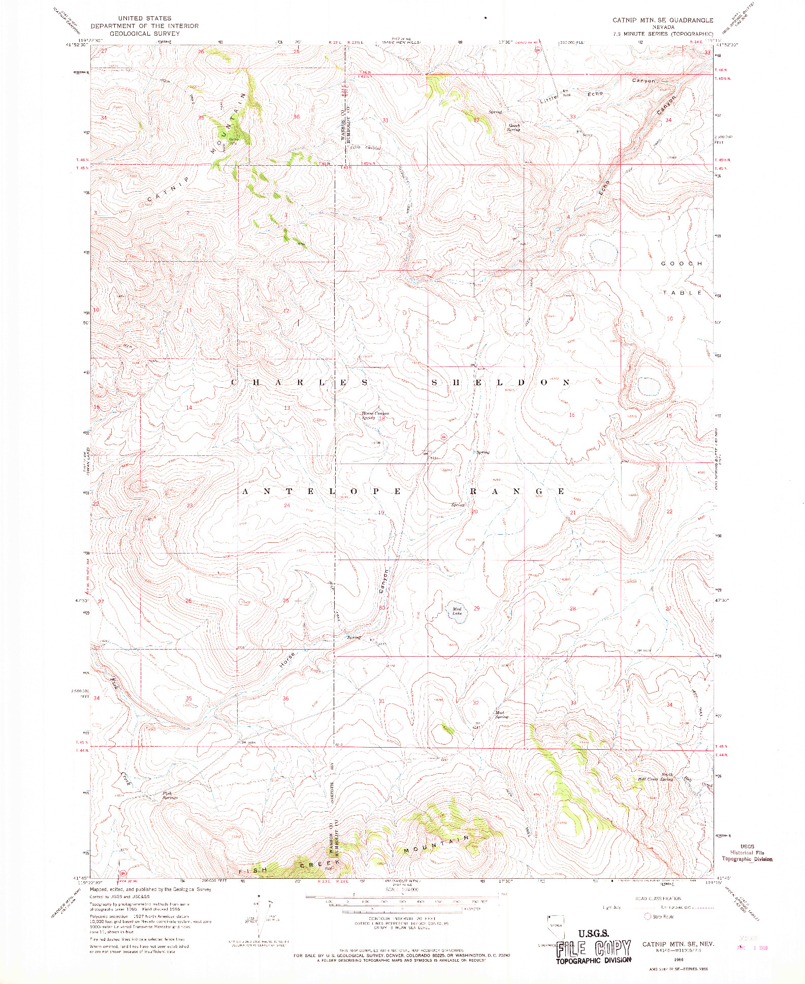 USGS 1:24000-SCALE QUADRANGLE FOR CATNIP MTN. SE, NV 1966
