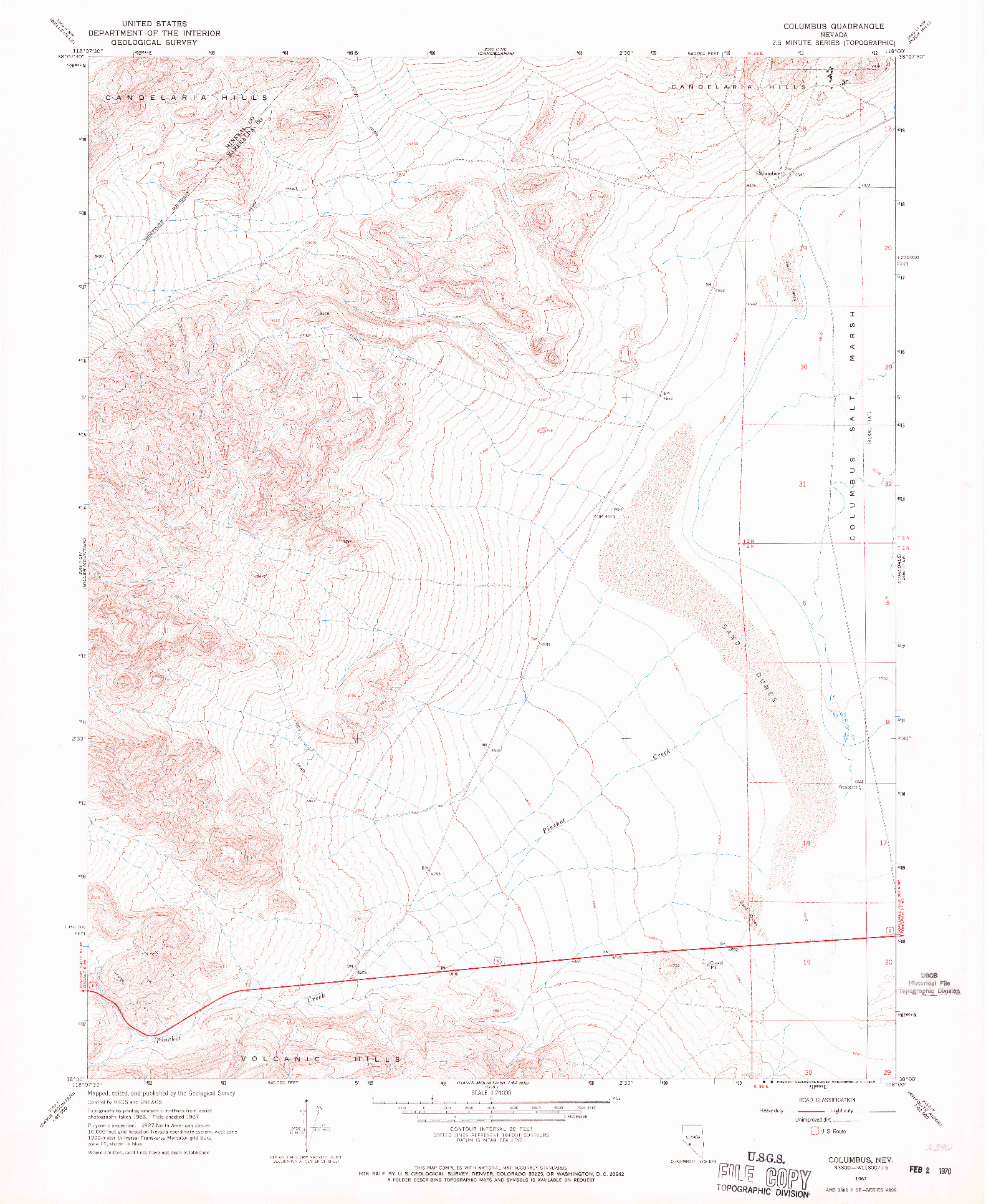 USGS 1:24000-SCALE QUADRANGLE FOR COLUMBUS, NV 1967