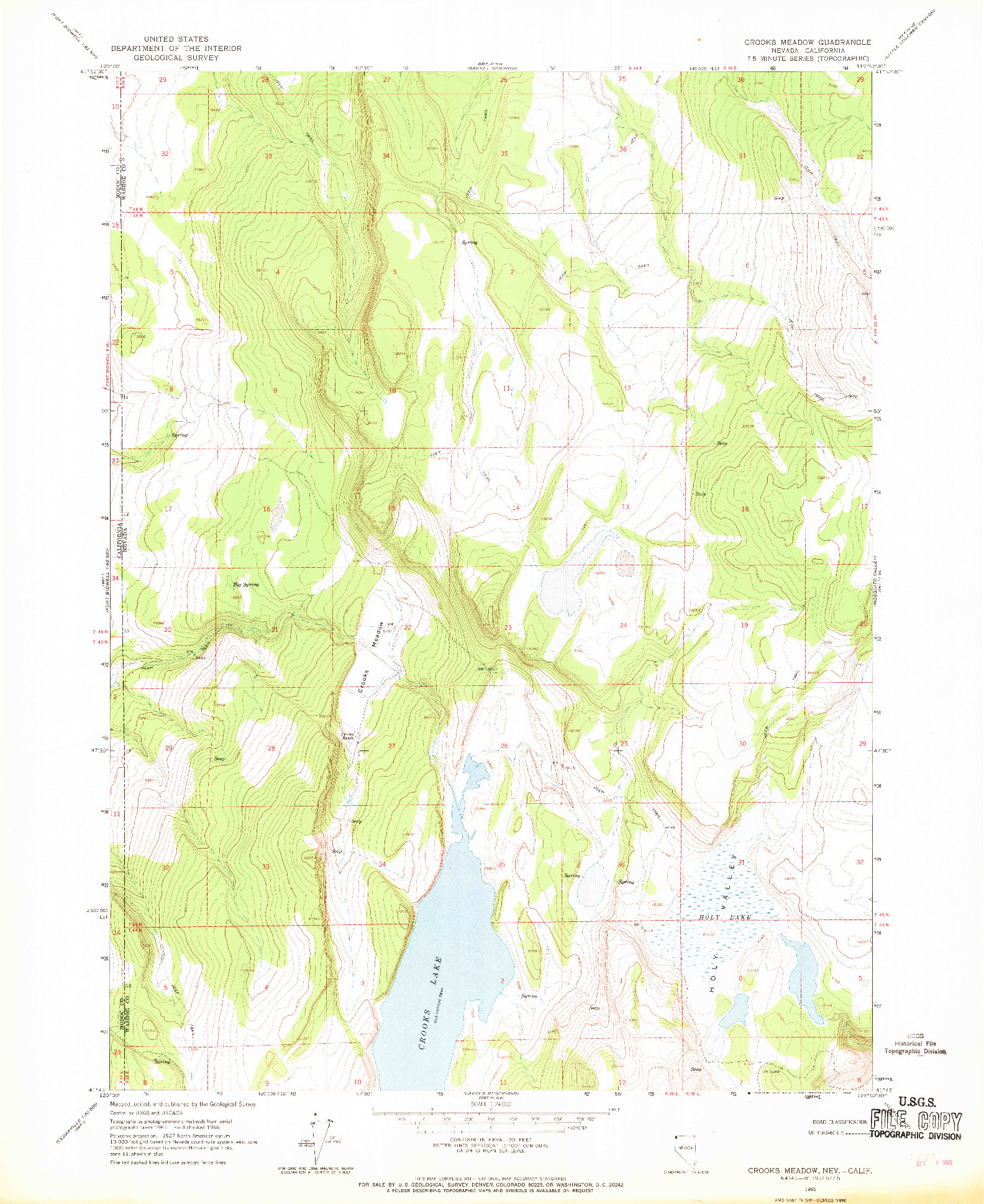 USGS 1:24000-SCALE QUADRANGLE FOR CROOKS MEADOW, NV 1966