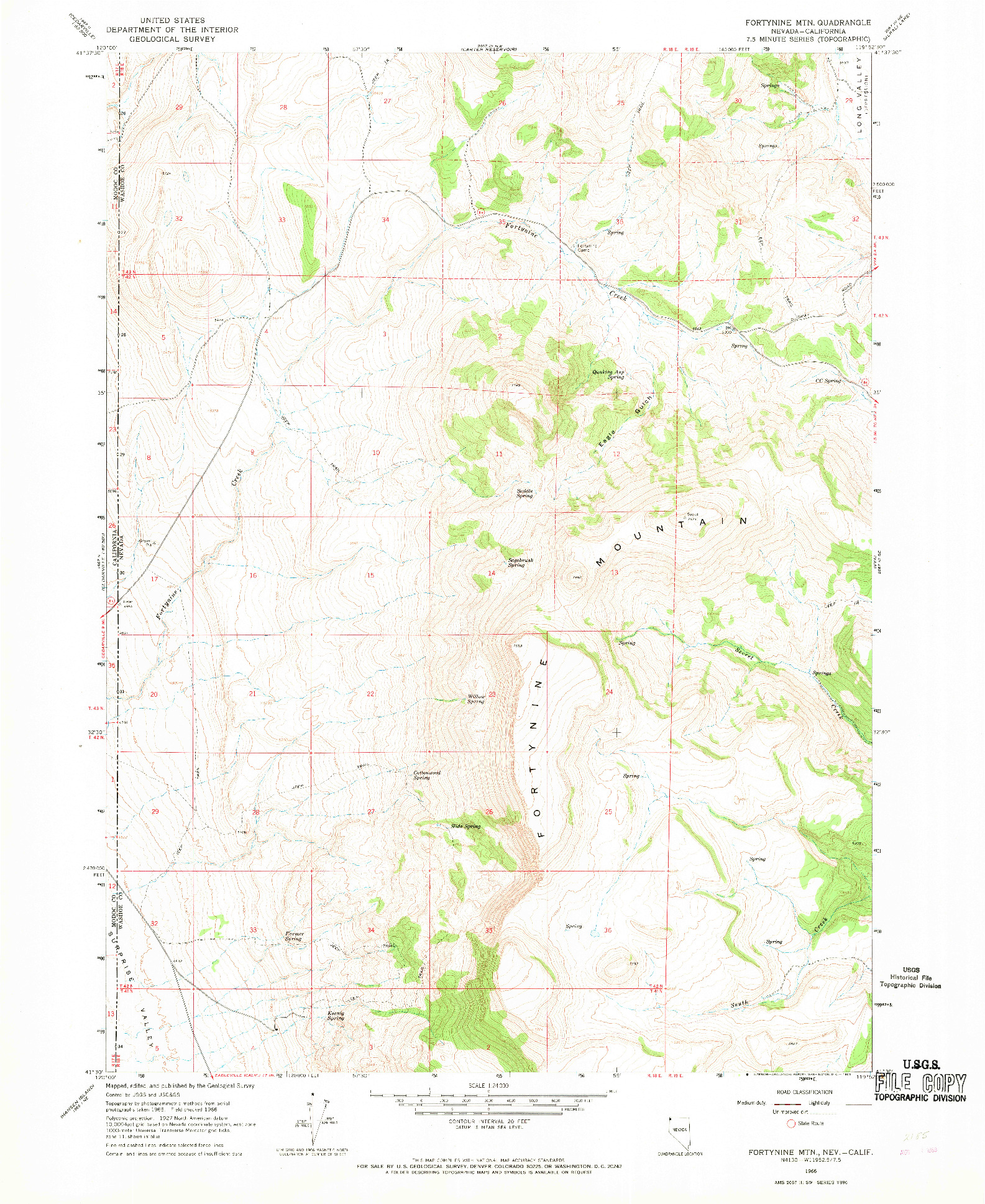 USGS 1:24000-SCALE QUADRANGLE FOR FORTYNINE MTN., NV 1966