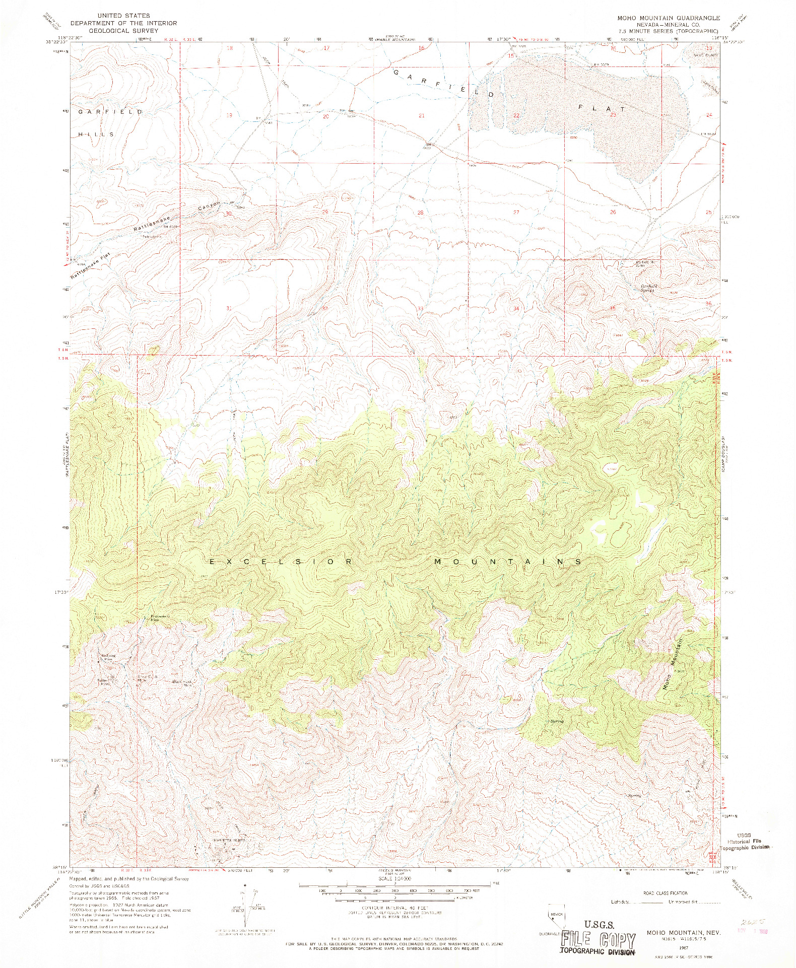 USGS 1:24000-SCALE QUADRANGLE FOR MOHO MOUNTAIN, NV 1967
