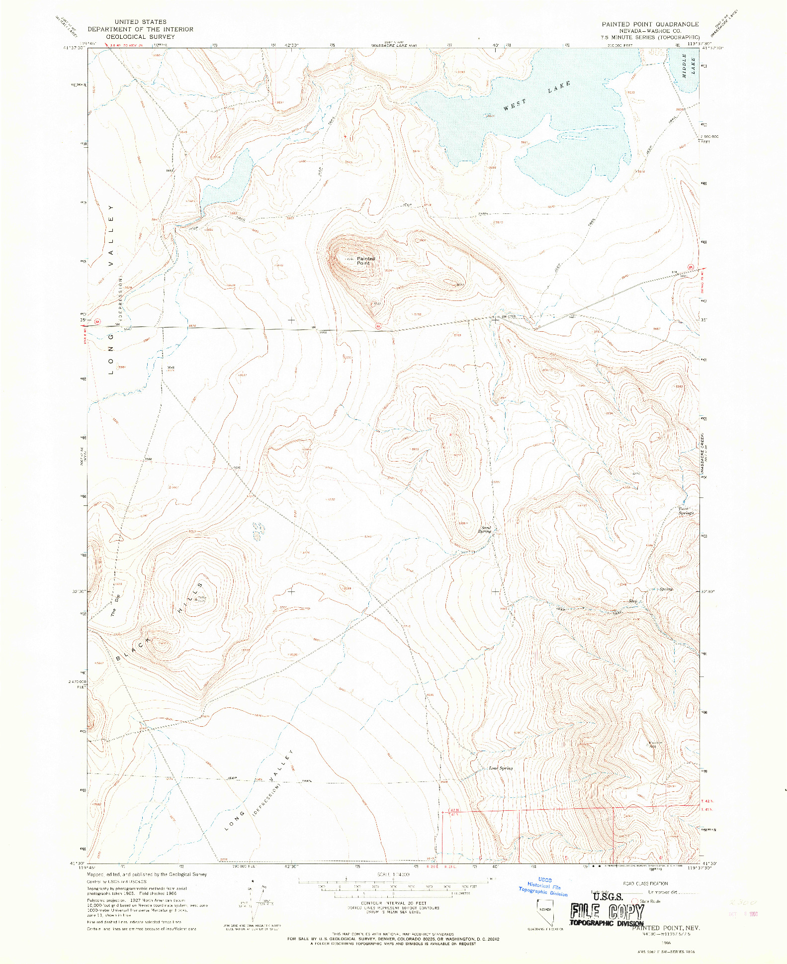 USGS 1:24000-SCALE QUADRANGLE FOR PAINTED POINT, NV 1966