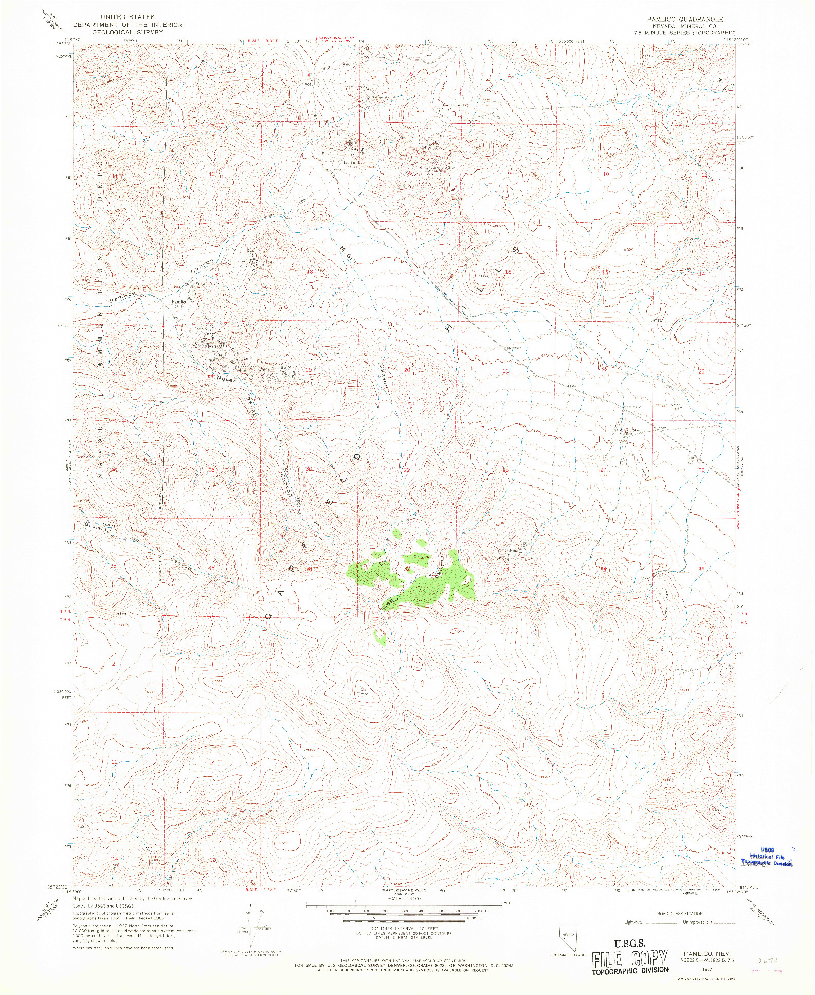 USGS 1:24000-SCALE QUADRANGLE FOR PAMLICO, NV 1967