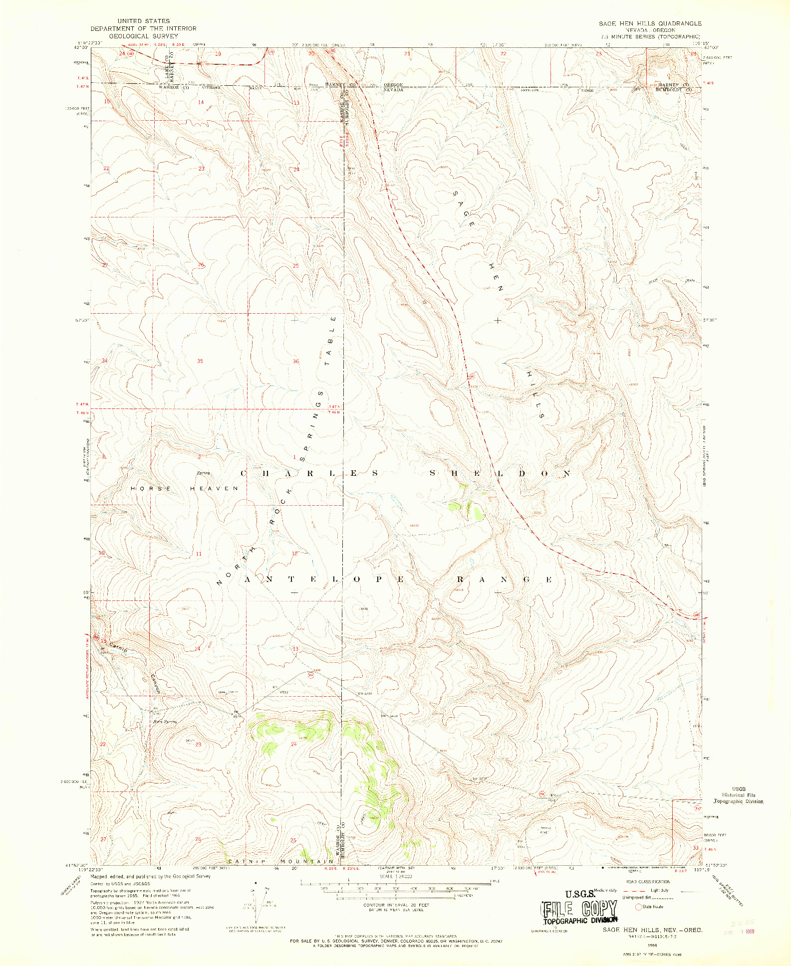 USGS 1:24000-SCALE QUADRANGLE FOR SAGE HEN HILLS, NV 1966