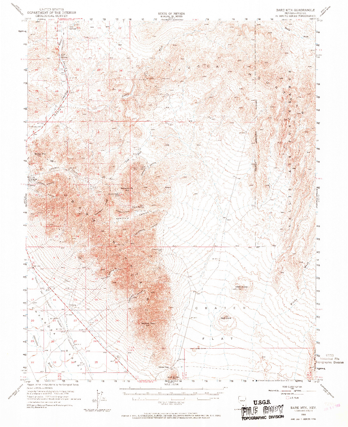 USGS 1:62500-SCALE QUADRANGLE FOR BARE MTN, NV 1954