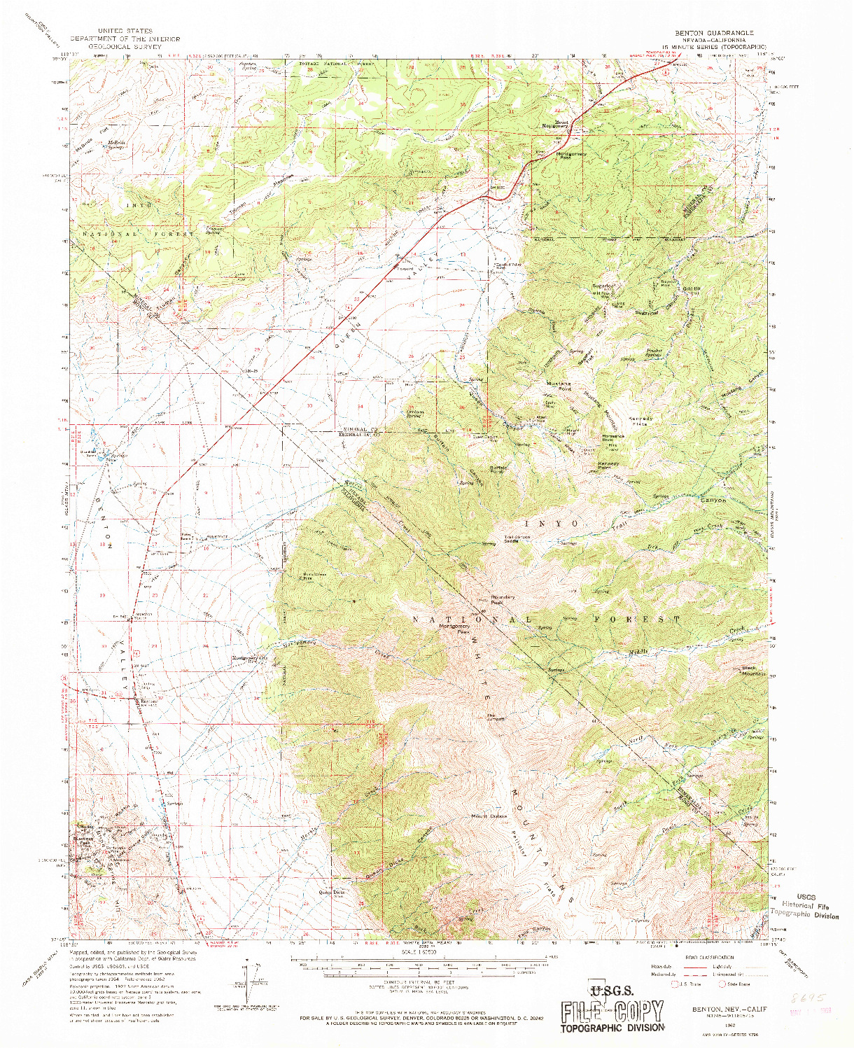 USGS 1:62500-SCALE QUADRANGLE FOR BENTON, NV 1962