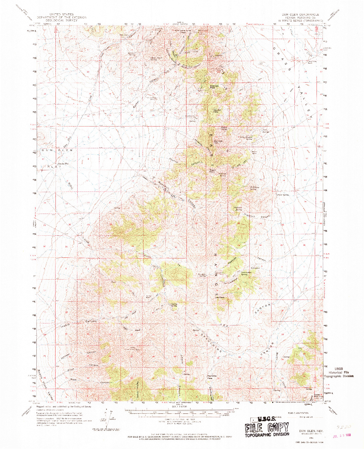 USGS 1:62500-SCALE QUADRANGLE FOR DUN GLEN, NV 1961
