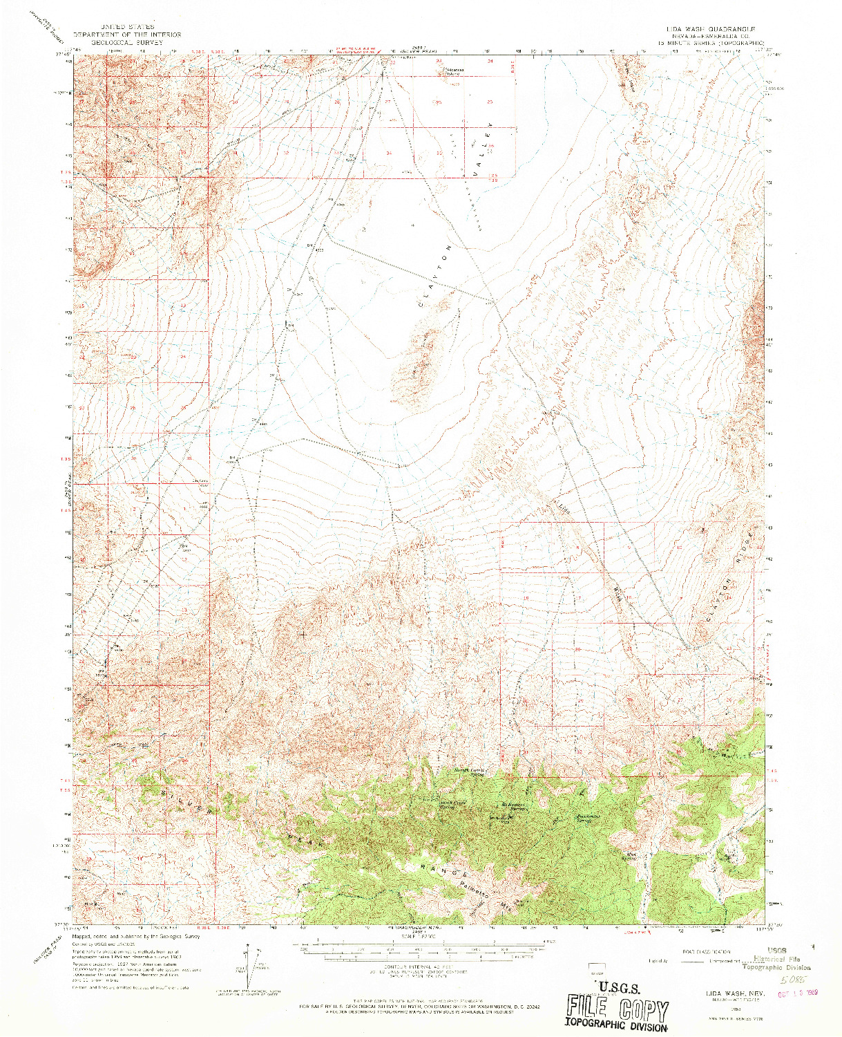 USGS 1:62500-SCALE QUADRANGLE FOR LIDA WASH, NV 1963