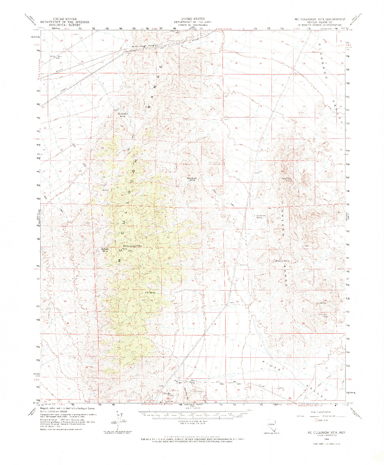 USGS 1:62500-SCALE QUADRANGLE FOR MCCULLOUGH MTN, NV 1960