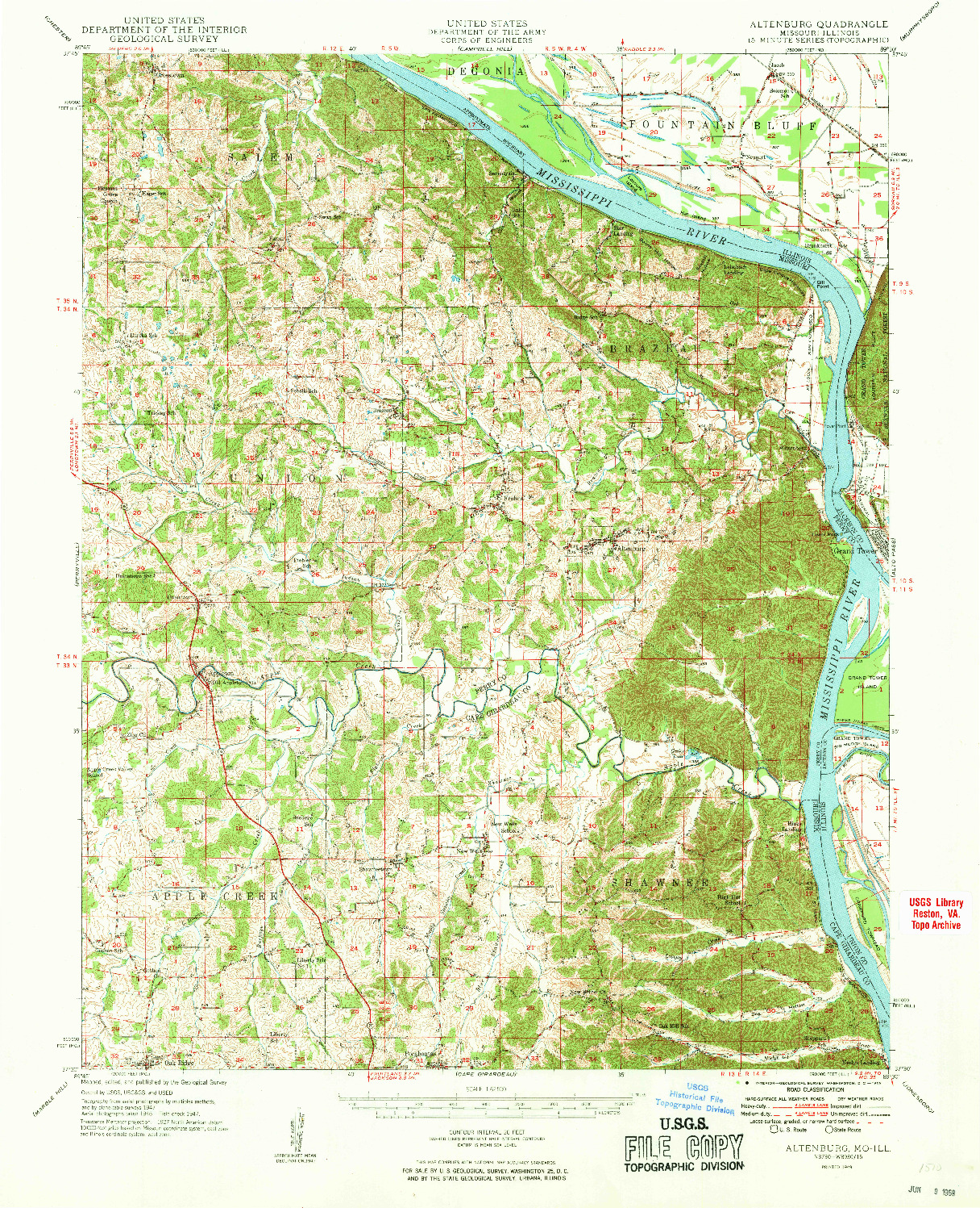 USGS 1:62500-SCALE QUADRANGLE FOR ALTENBURG, MO 1949