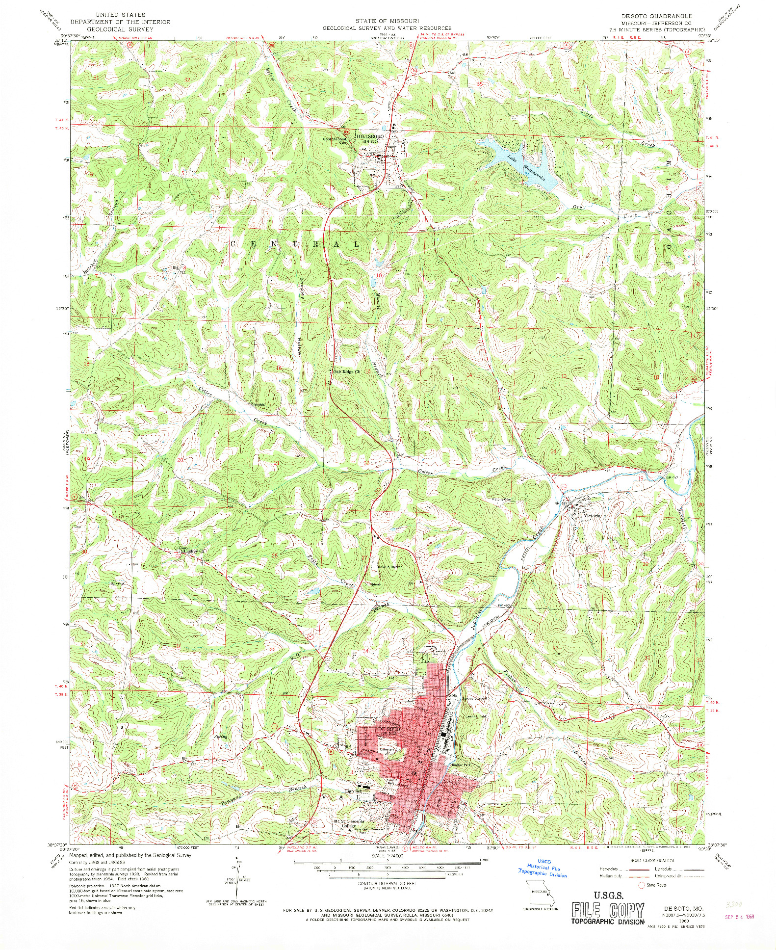 USGS 1:24000-SCALE QUADRANGLE FOR DE SOTO, MO 1960