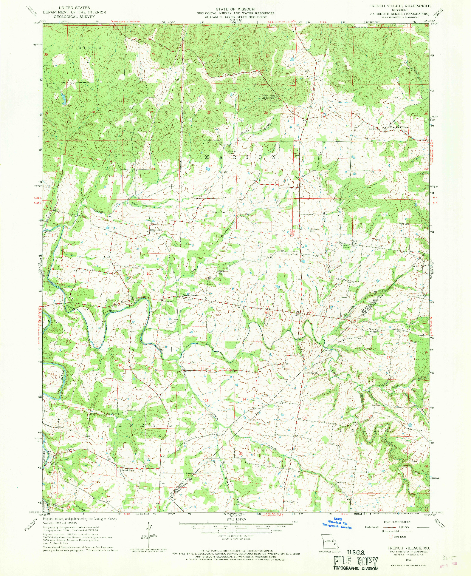 USGS 1:24000-SCALE QUADRANGLE FOR FRENCH VILLAGE, MO 1964