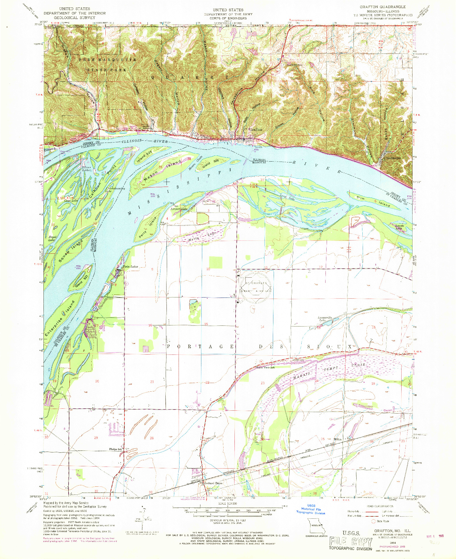 USGS 1:24000-SCALE QUADRANGLE FOR GRAFTON, MO 1954