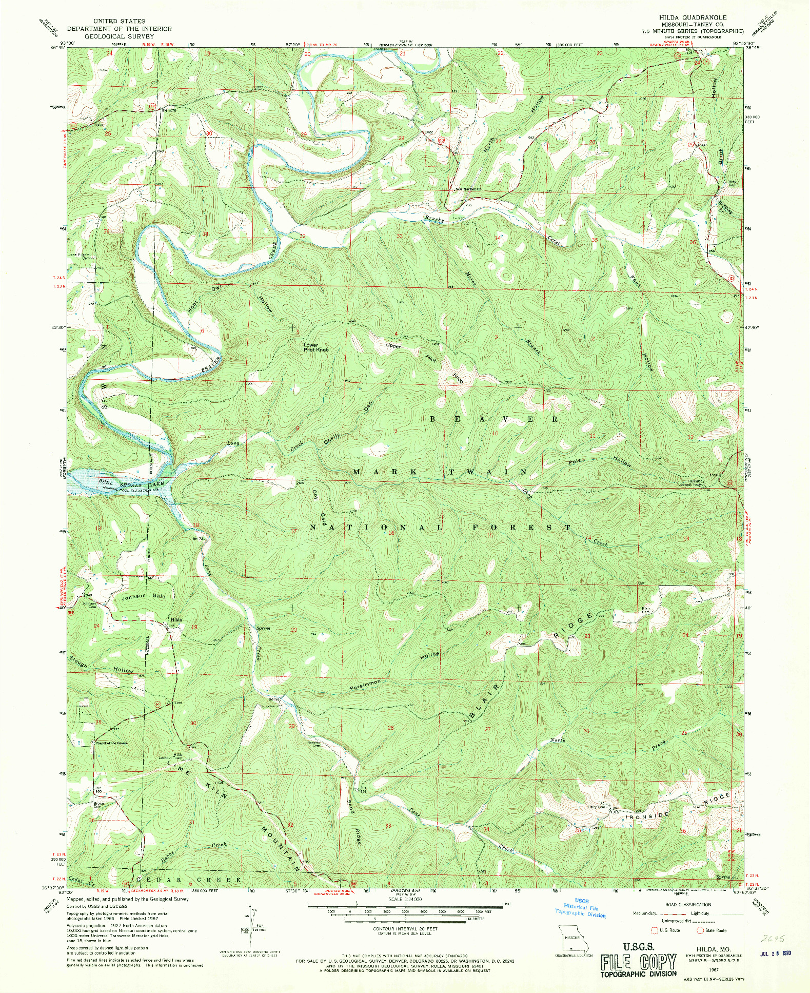 USGS 1:24000-SCALE QUADRANGLE FOR HILDA, MO 1967