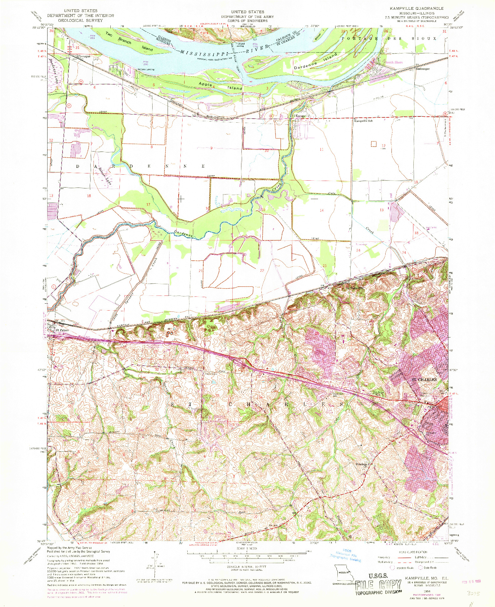 USGS 1:24000-SCALE QUADRANGLE FOR KAMPVILLE, MO 1954