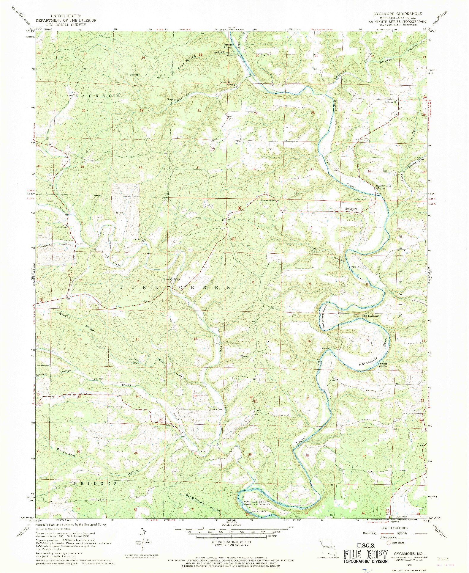 USGS 1:24000-SCALE QUADRANGLE FOR SYCAMORE, MO 1968