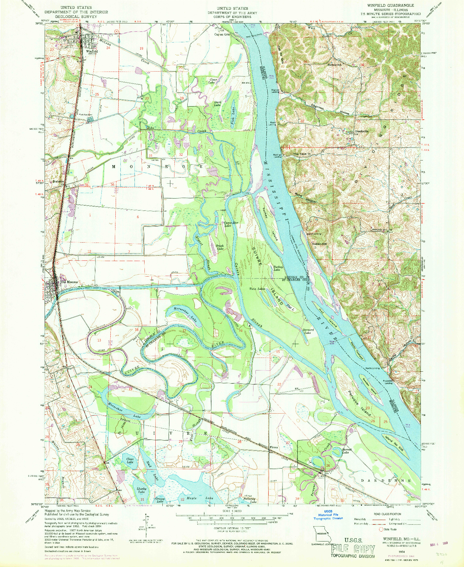 USGS 1:24000-SCALE QUADRANGLE FOR WINFIELD, MO 1954