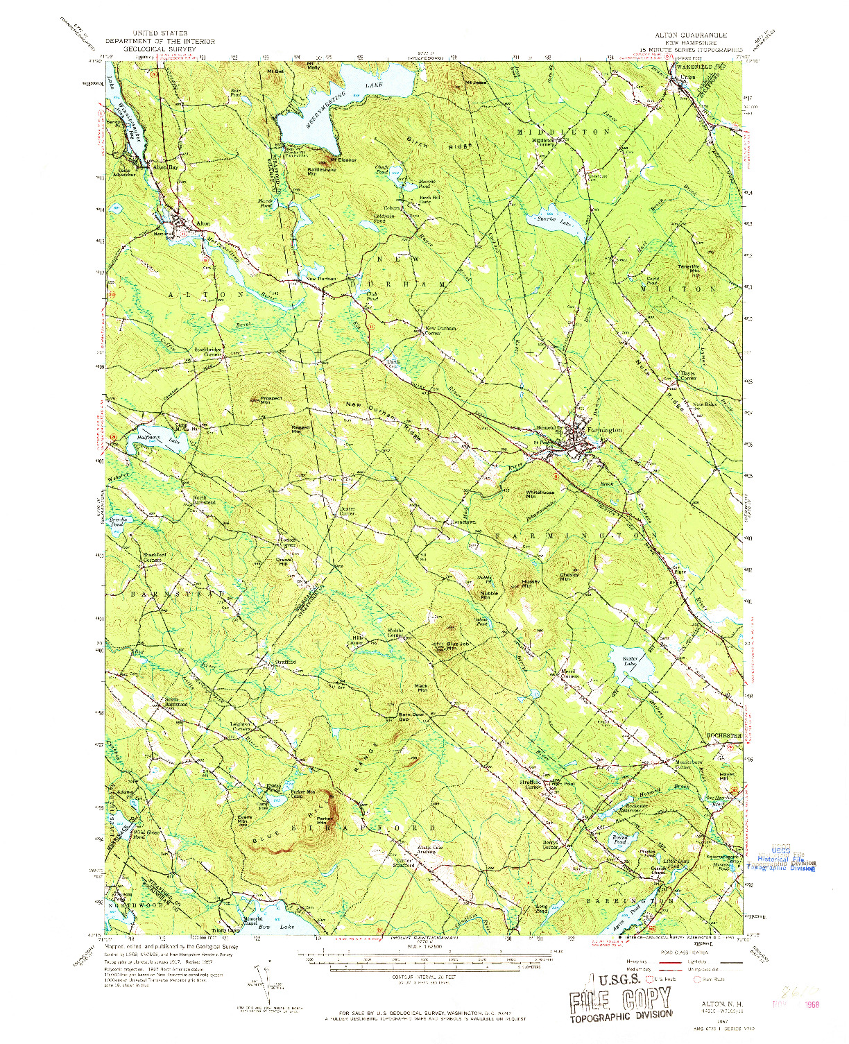 USGS 1:62500-SCALE QUADRANGLE FOR ALTON, NH 1957