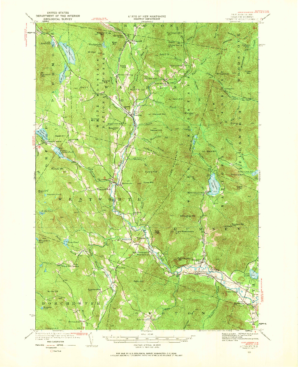 USGS 1:62500-SCALE QUADRANGLE FOR RUMNEY, NH 1928