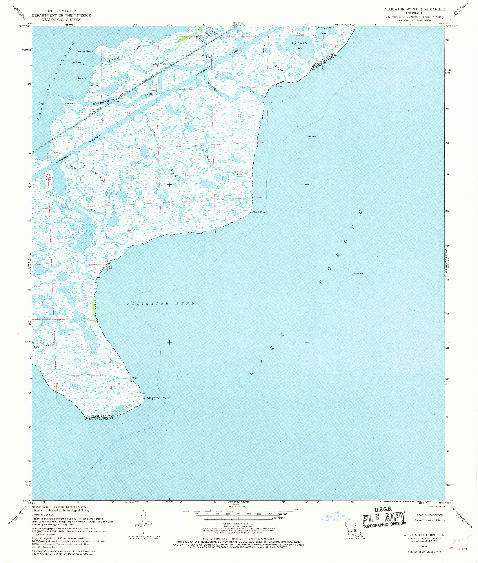 USGS 1:24000-SCALE QUADRANGLE FOR ALLIGATOR POINT, LA 1968