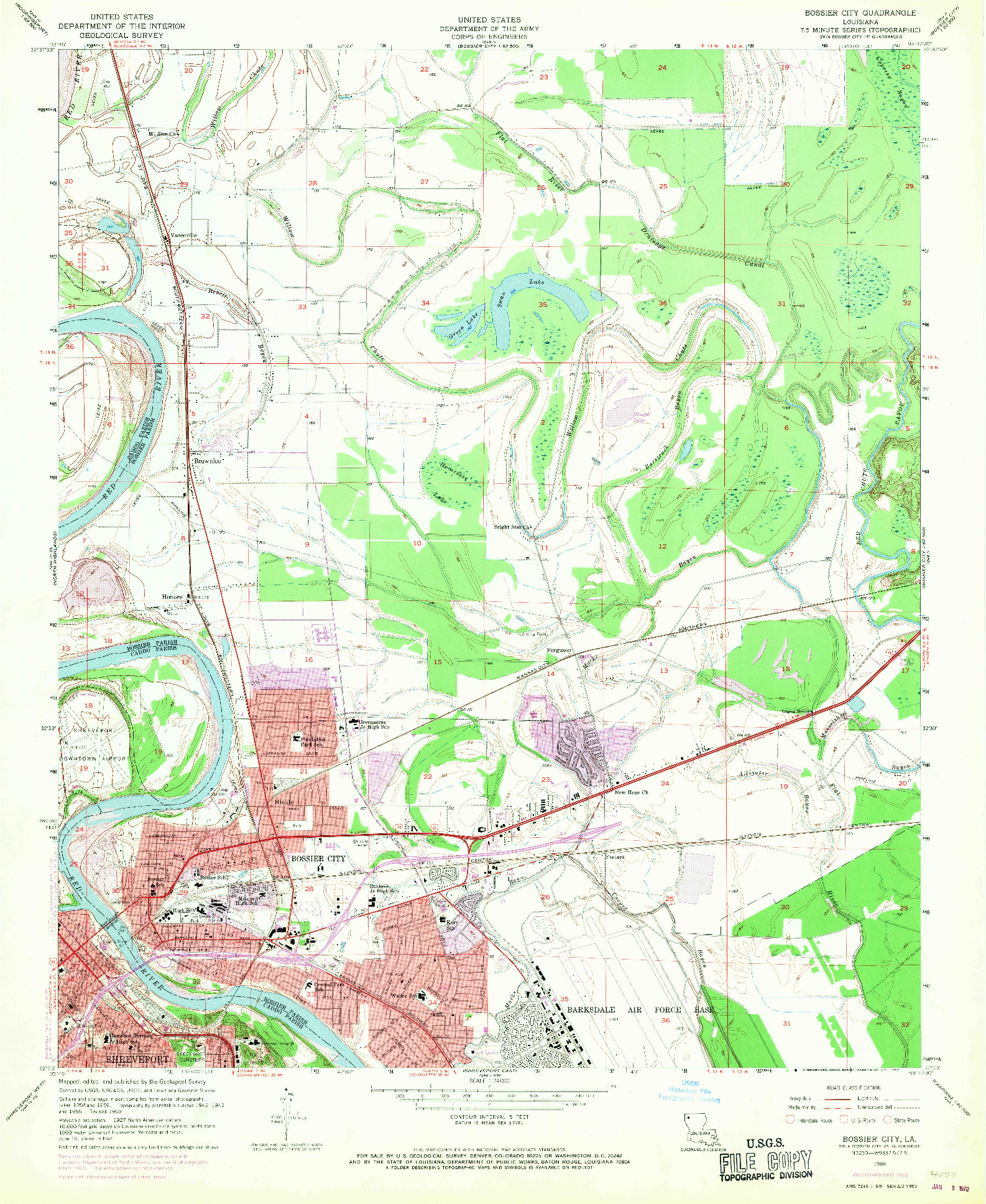 USGS 1:24000-SCALE QUADRANGLE FOR BOSSIER CITY, LA 1960