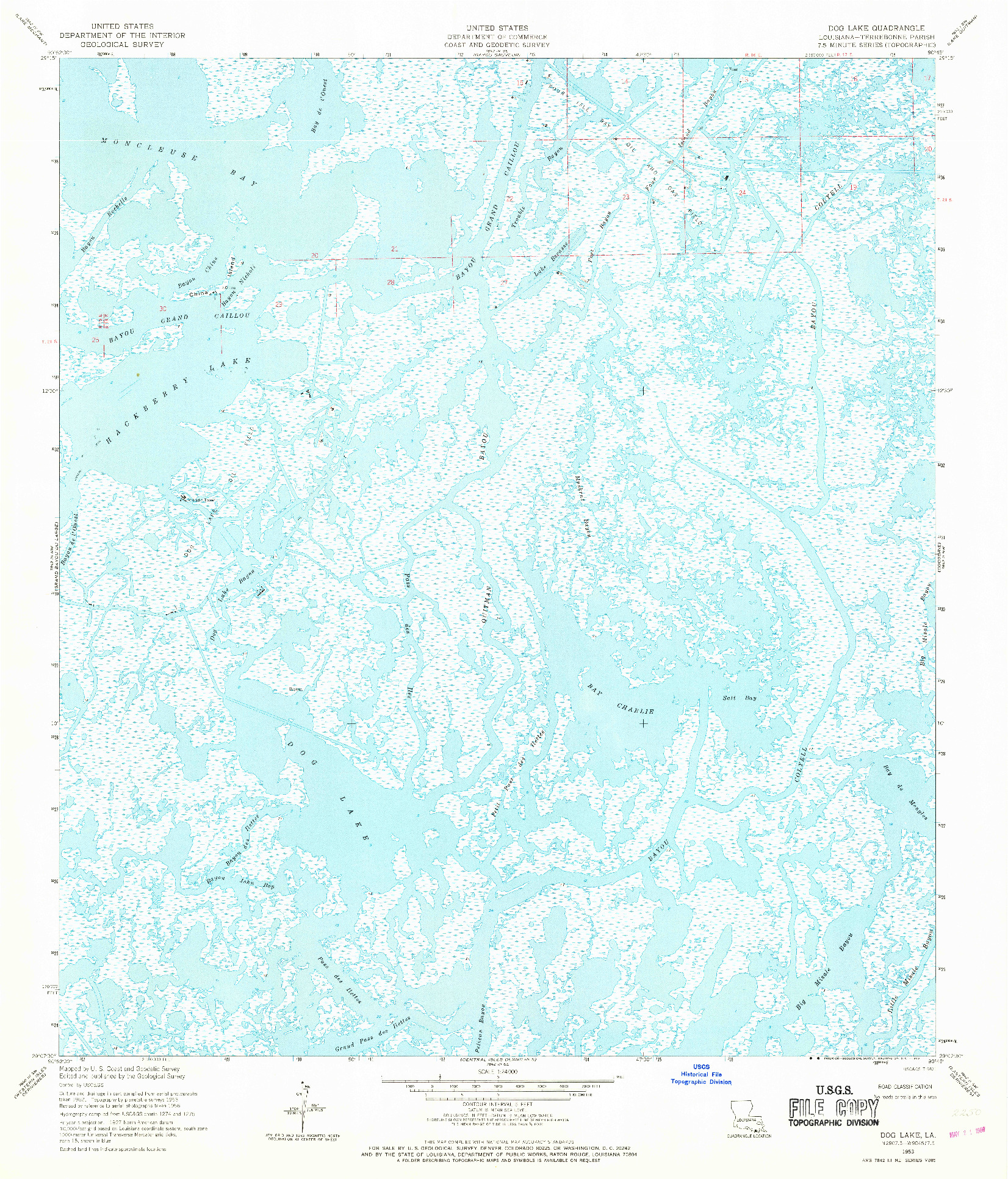 USGS 1:24000-SCALE QUADRANGLE FOR DOG LAKE, LA 1953