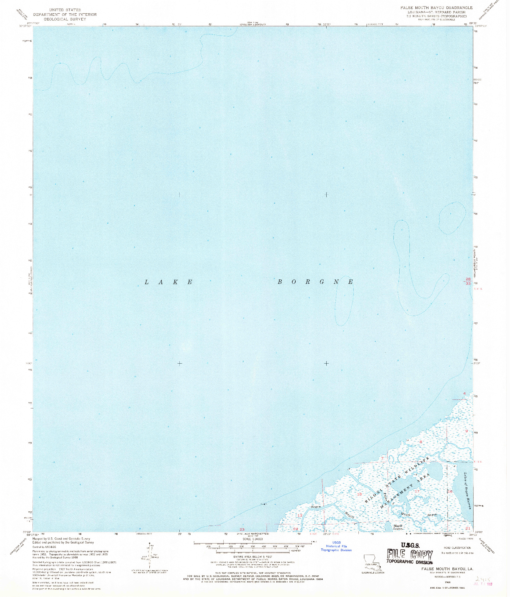 USGS 1:24000-SCALE QUADRANGLE FOR FALSE MOUTH BAYOU, LA 1968