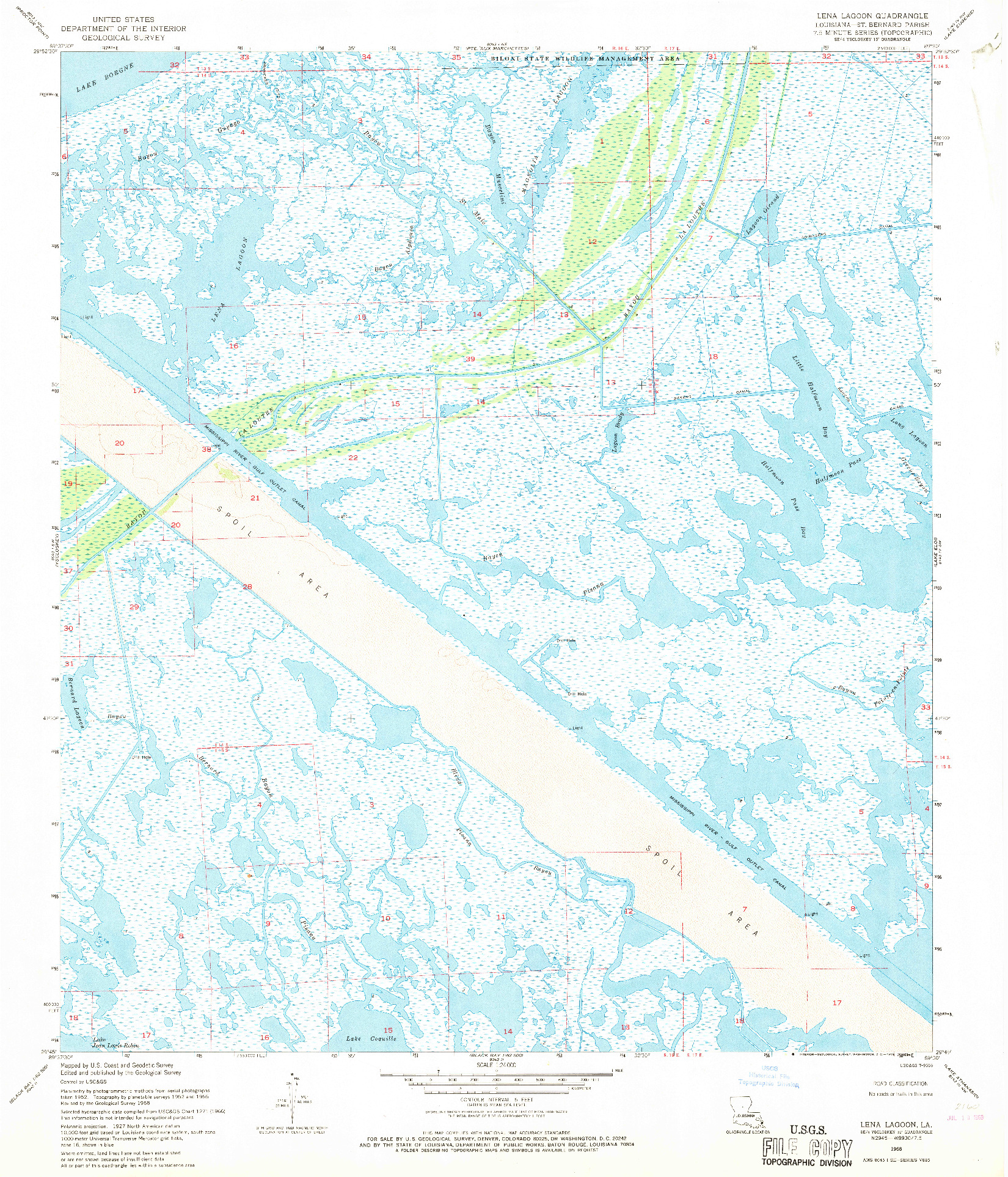 USGS 1:24000-SCALE QUADRANGLE FOR LENA LAGOON, LA 1968