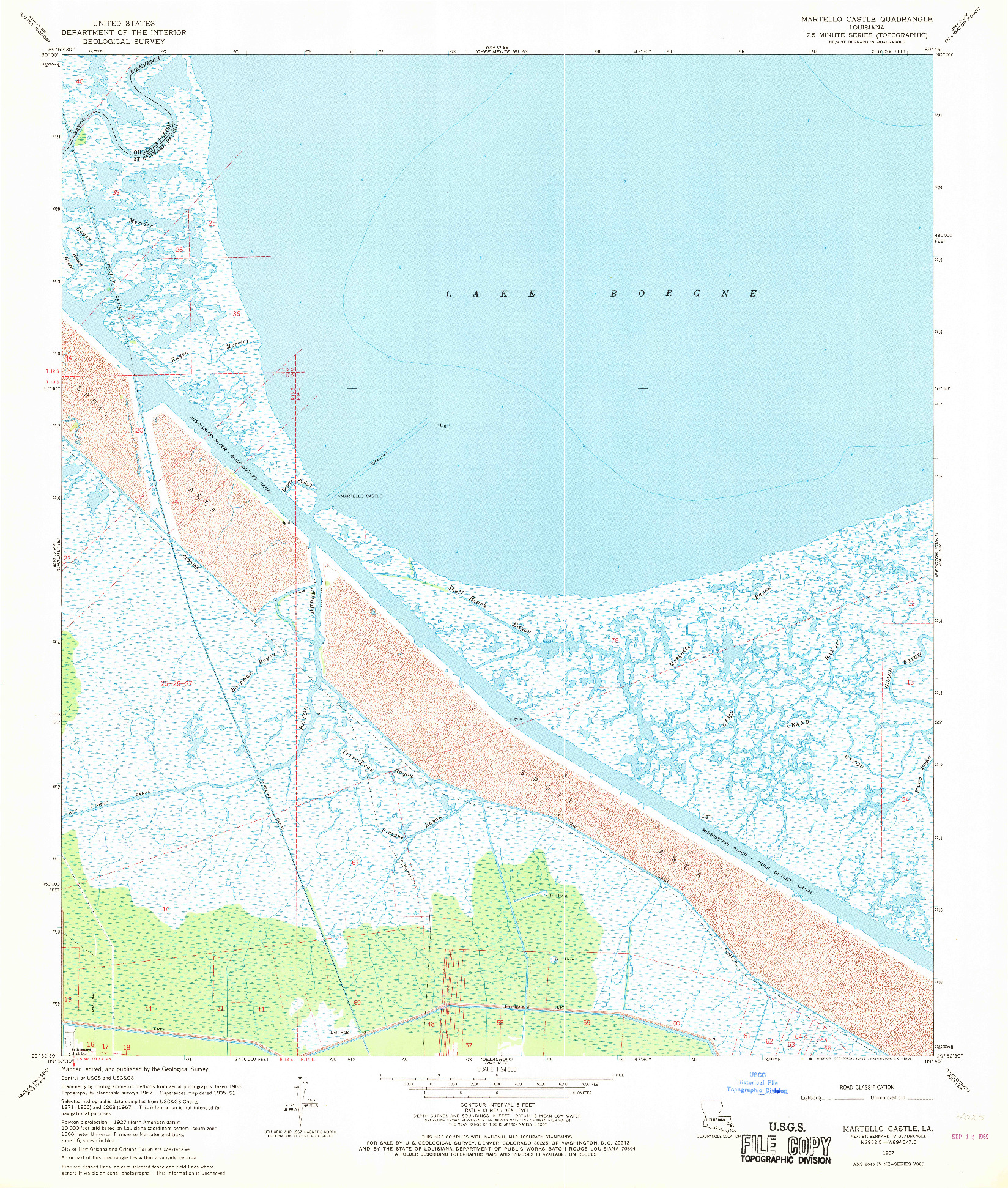 USGS 1:24000-SCALE QUADRANGLE FOR MARTELLO CASTLE, LA 1967