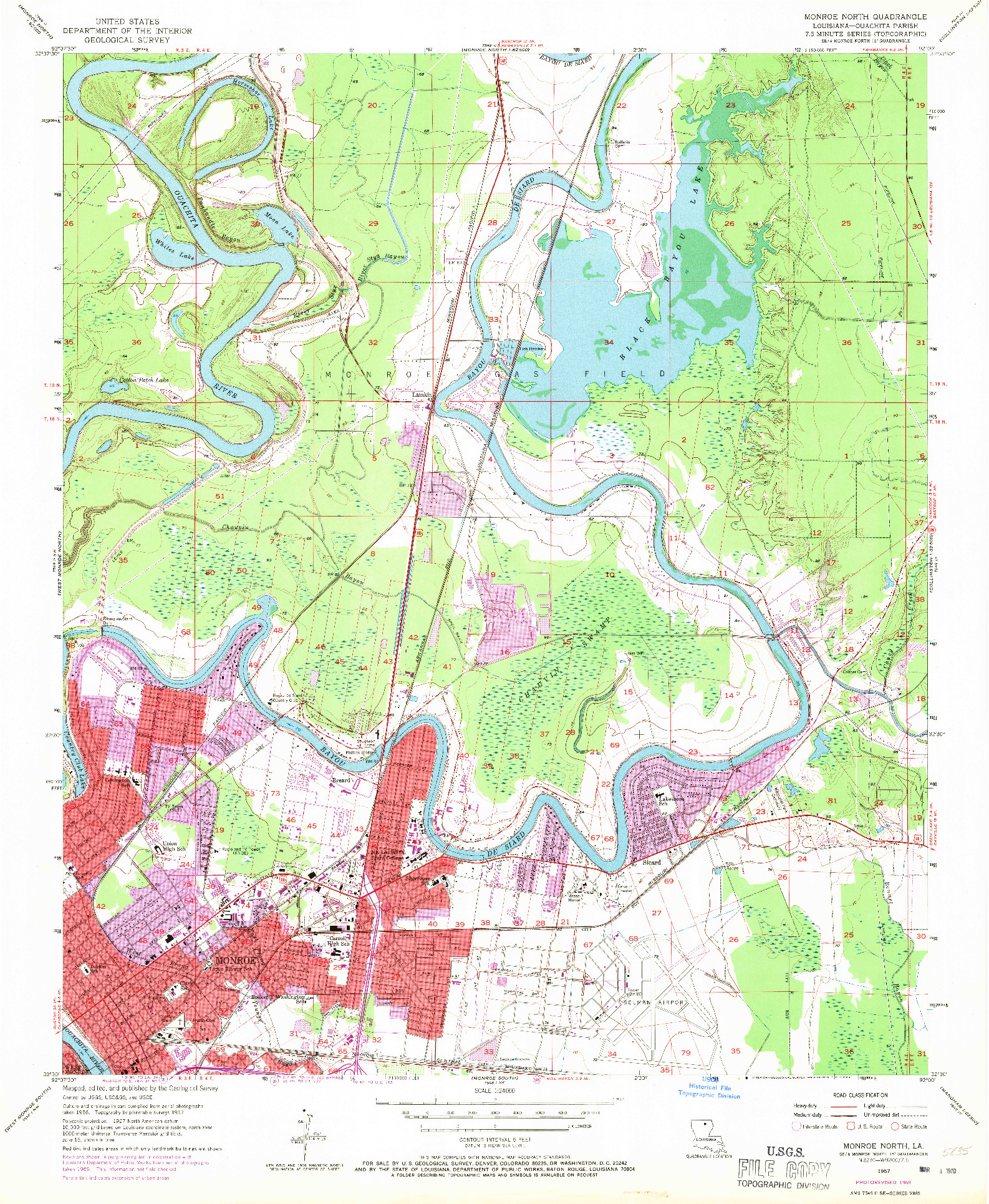 USGS 1:24000-SCALE QUADRANGLE FOR MONROE NORTH, LA 1957