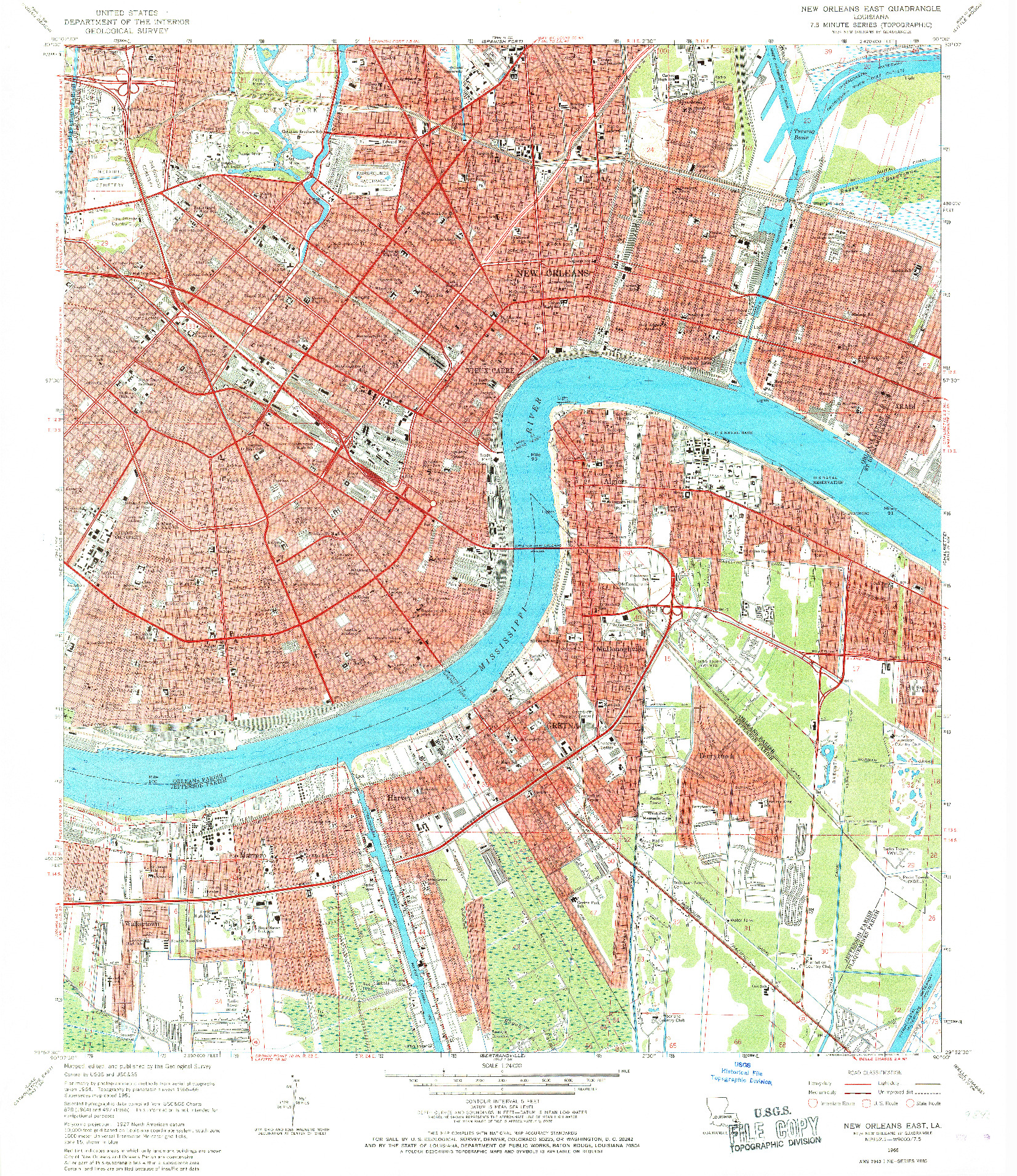 USGS 1:24000-SCALE QUADRANGLE FOR NEW ORLEANS EAST, LA 1966