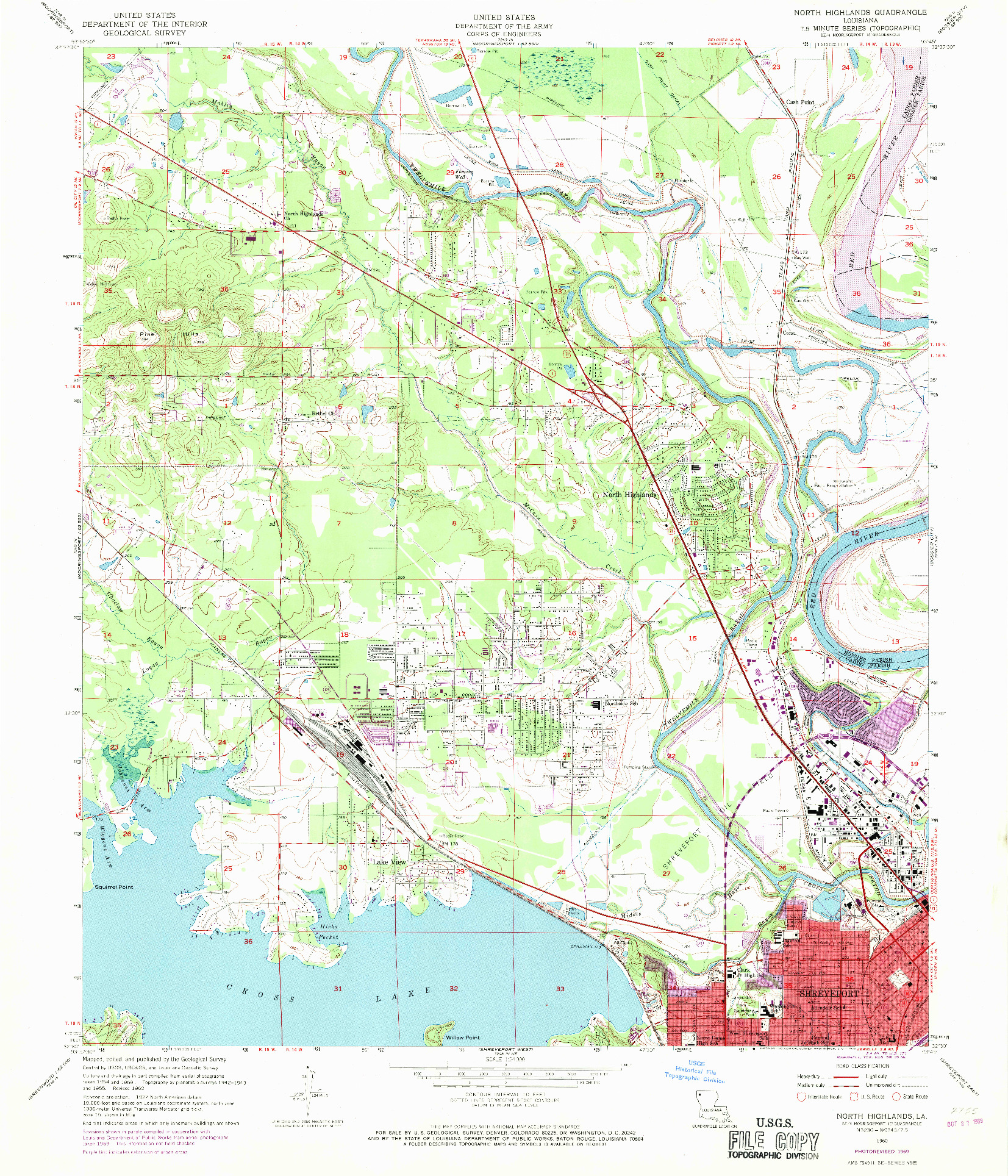 USGS 1:24000-SCALE QUADRANGLE FOR NORTH HIGHLANDS, LA 1960