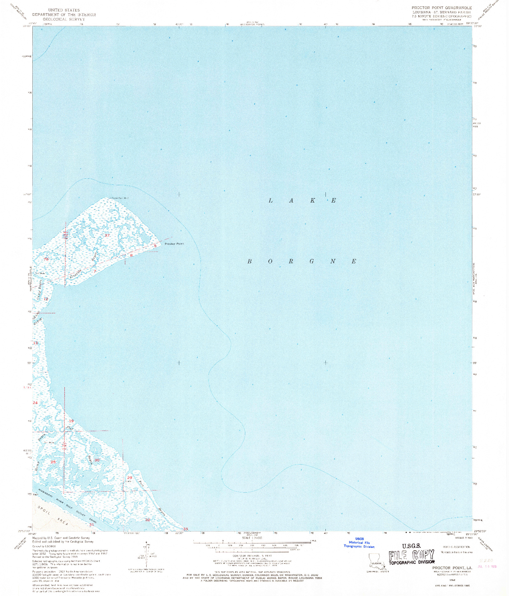 USGS 1:24000-SCALE QUADRANGLE FOR PROCTOR POINT, LA 1968