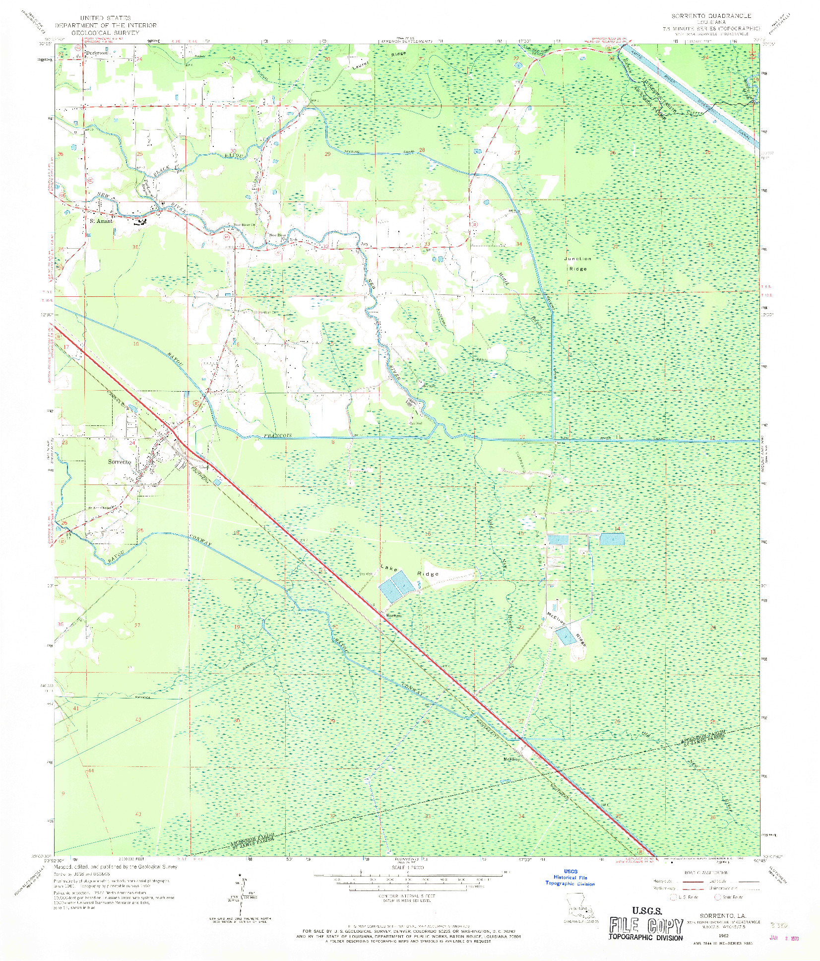 USGS 1:24000-SCALE QUADRANGLE FOR SORRENTO, LA 1962