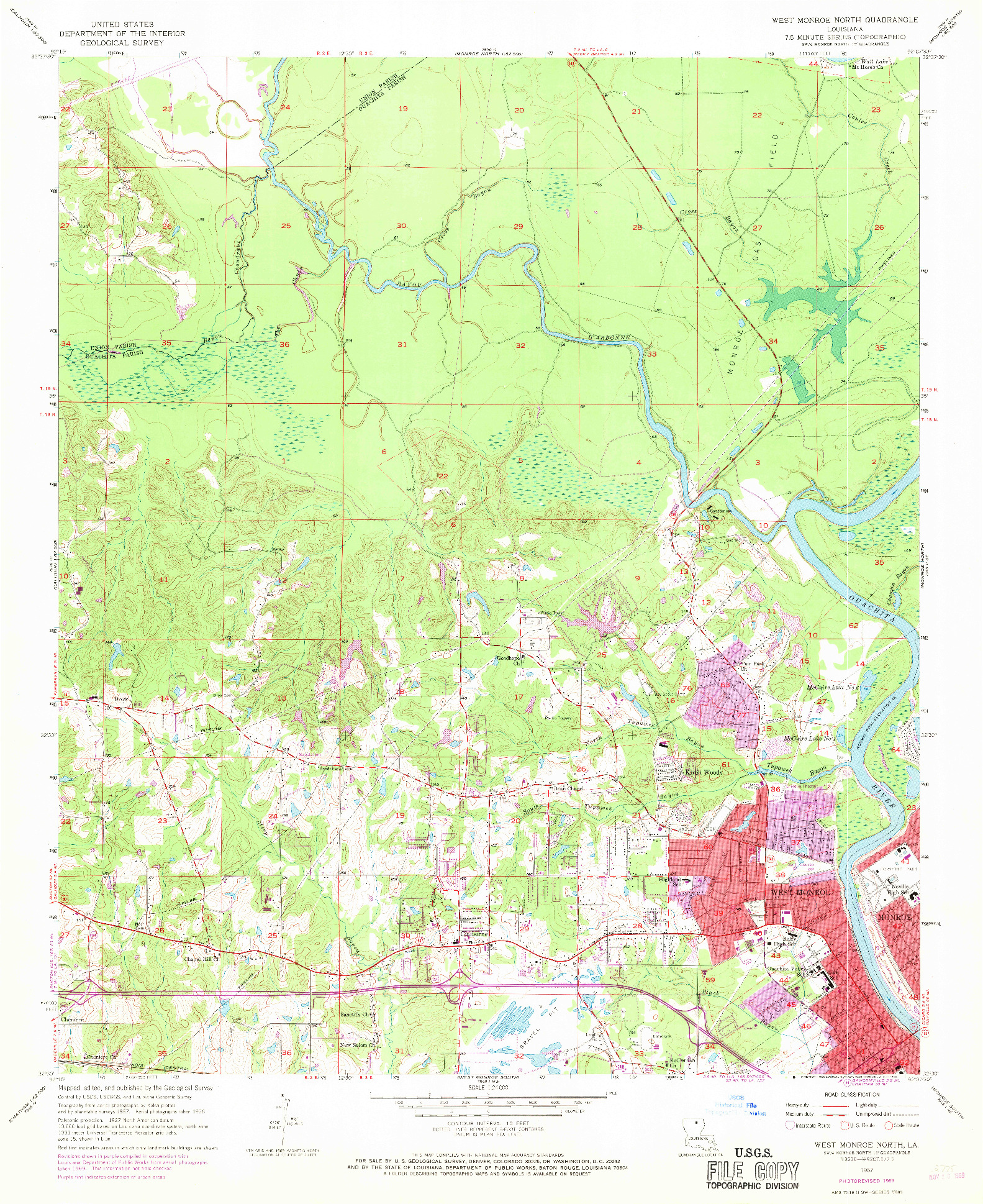 USGS 1:24000-SCALE QUADRANGLE FOR WEST MONROE NORTH, LA 1957