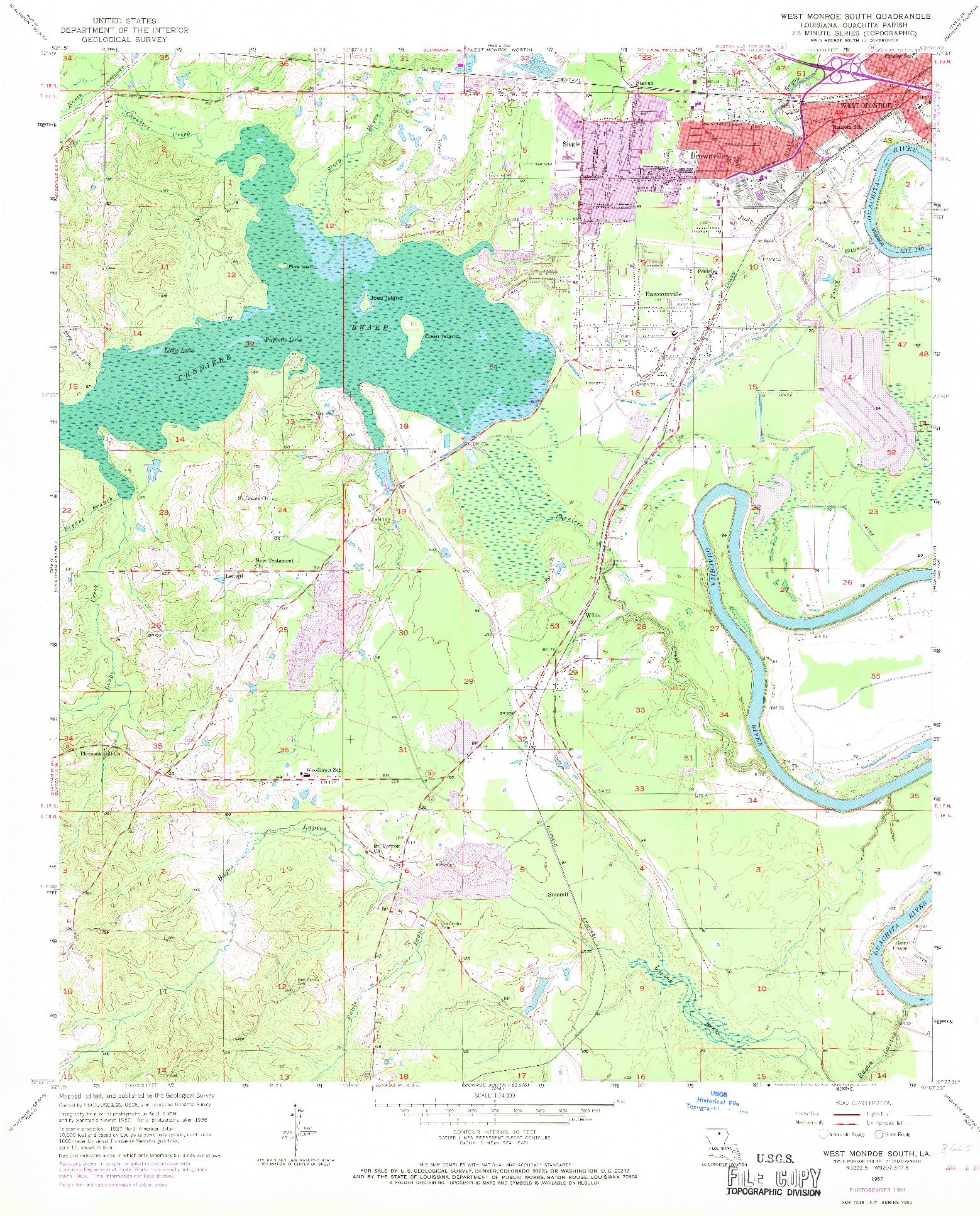 USGS 1:24000-SCALE QUADRANGLE FOR WEST MONROE SOUTH, LA 1957