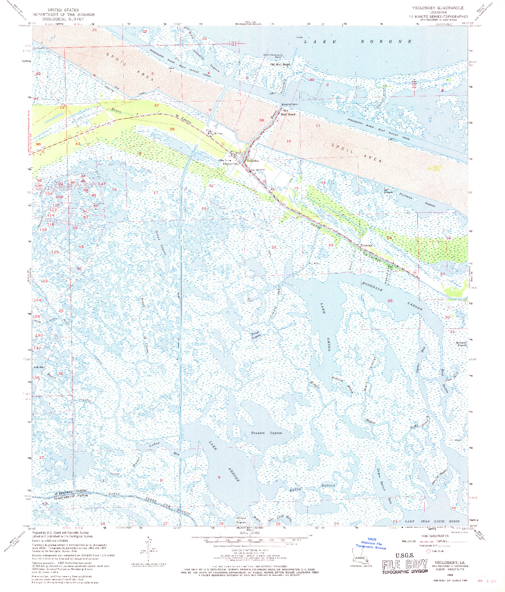 USGS 1:24000-SCALE QUADRANGLE FOR YSCLOSKEY, LA 1968