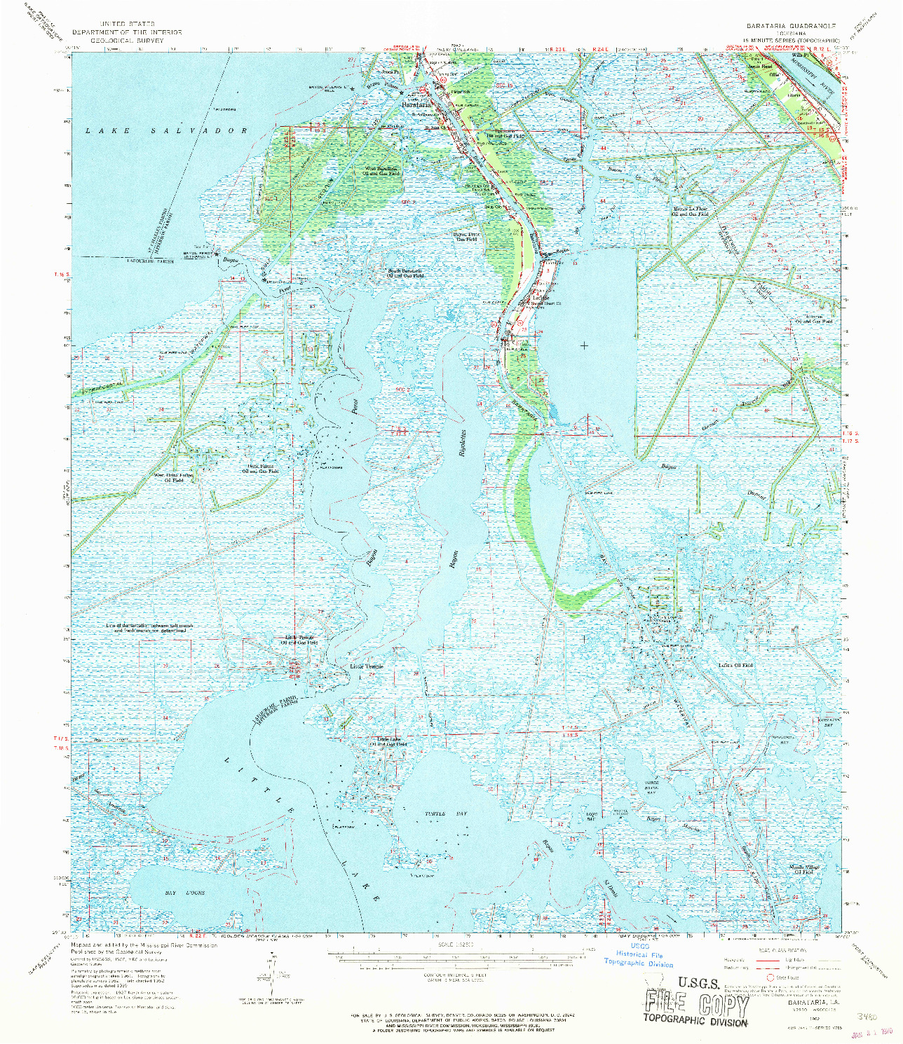 USGS 1:62500-SCALE QUADRANGLE FOR BARATARIA, LA 1962