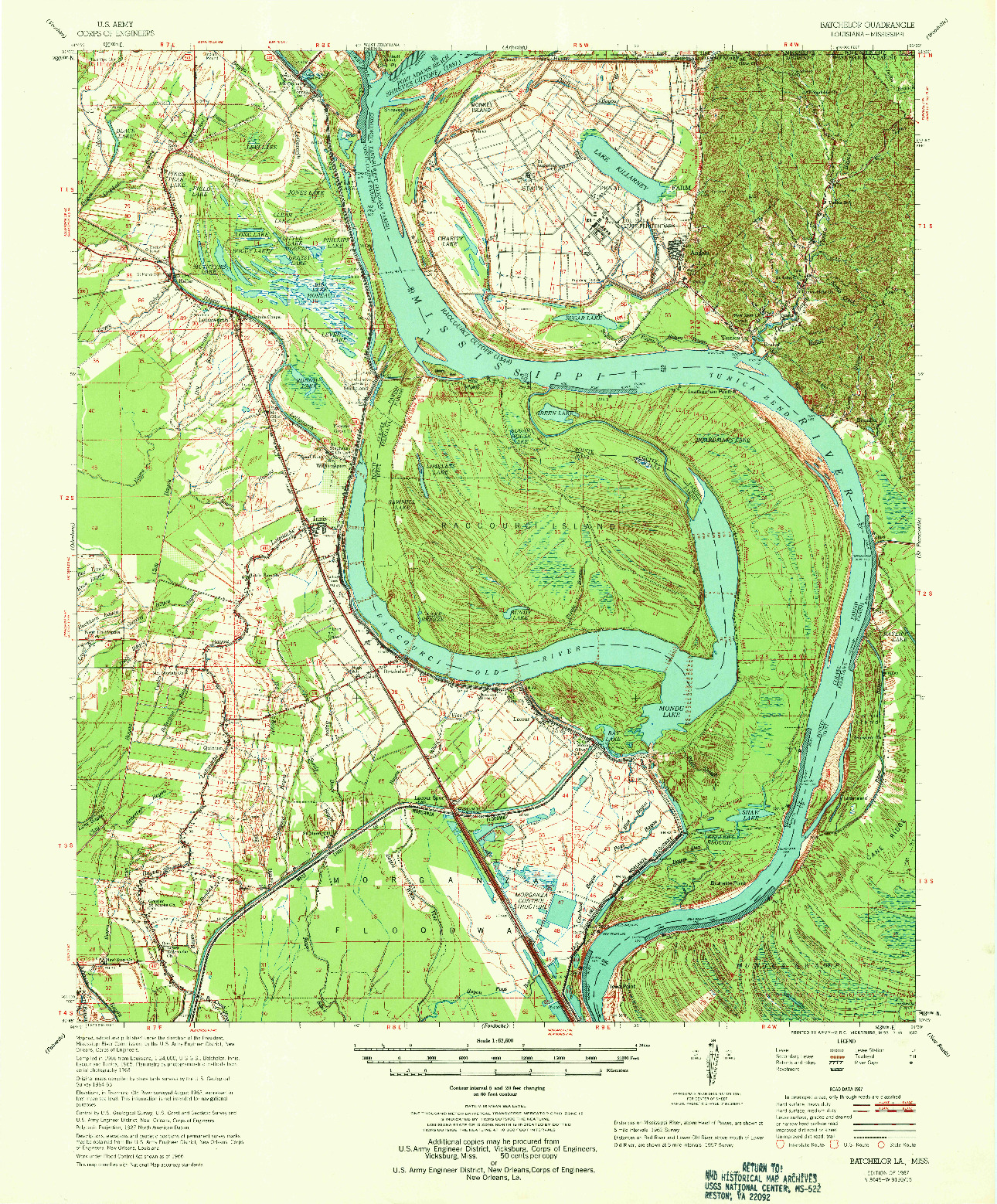 USGS 1:62500-SCALE QUADRANGLE FOR BATCHELOR, LA 1967